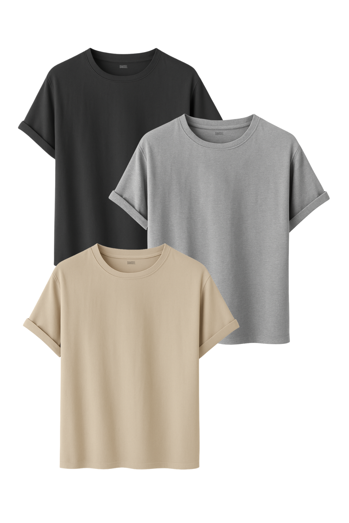 Premium 3'lü Basic Tişört Seti - %100 Pamuklu ve Standart Kalıp