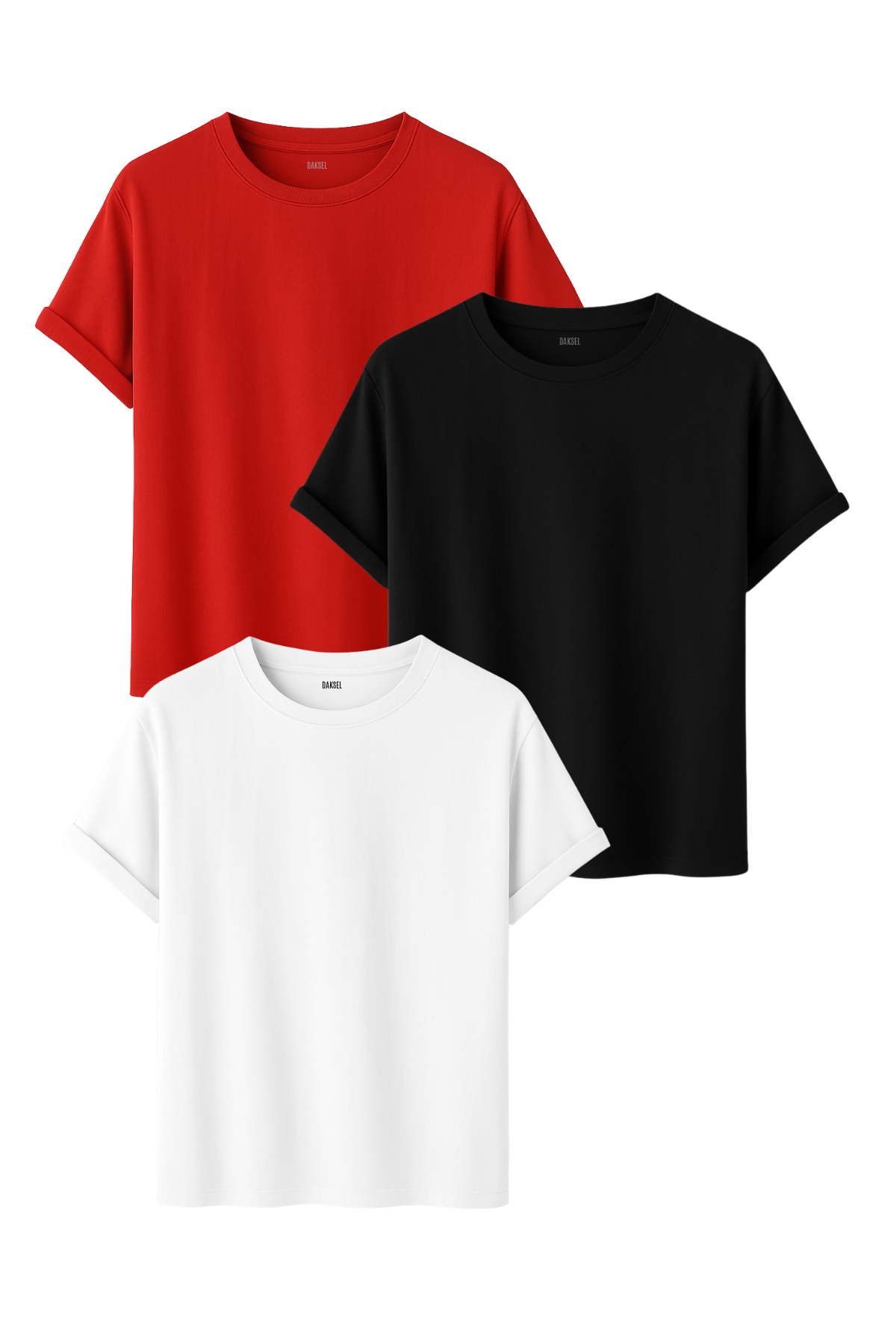 Premium 3'lü Basic Tişört Seti - %100 Pamuklu ve Standart Kalıp