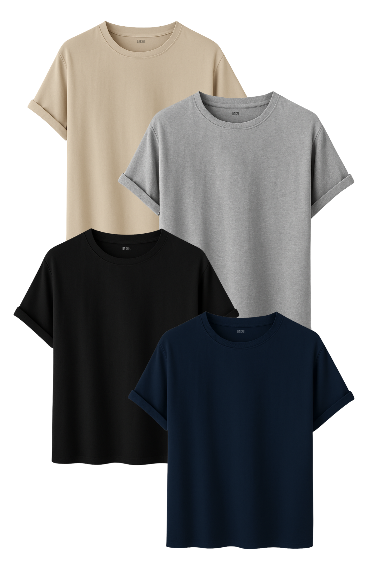 Premium 4'lü Basic Tişört Seti - %100 Pamuklu ve Standart Kalıp