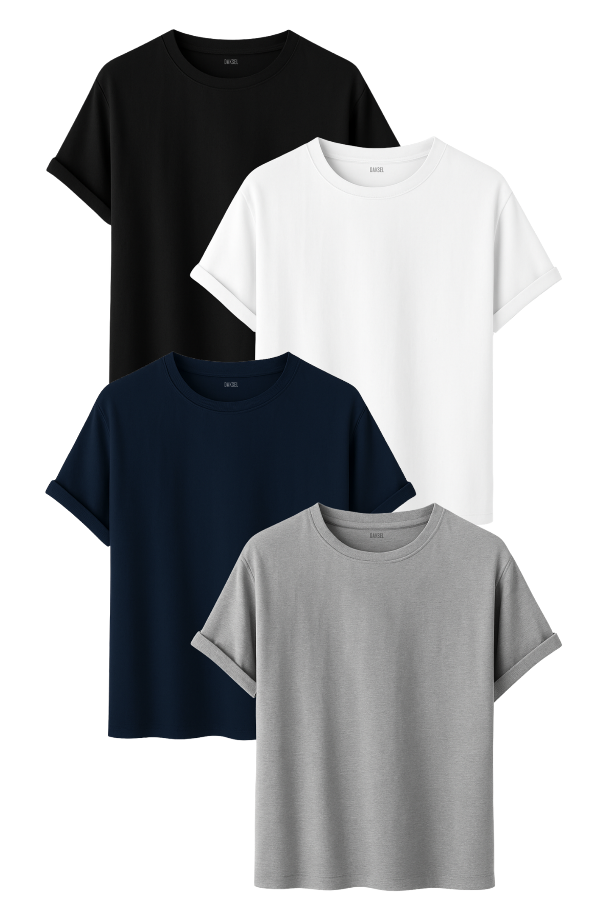 Premium 4'lü Basic Tişört Seti - %100 Pamuklu ve Standart Kalıp