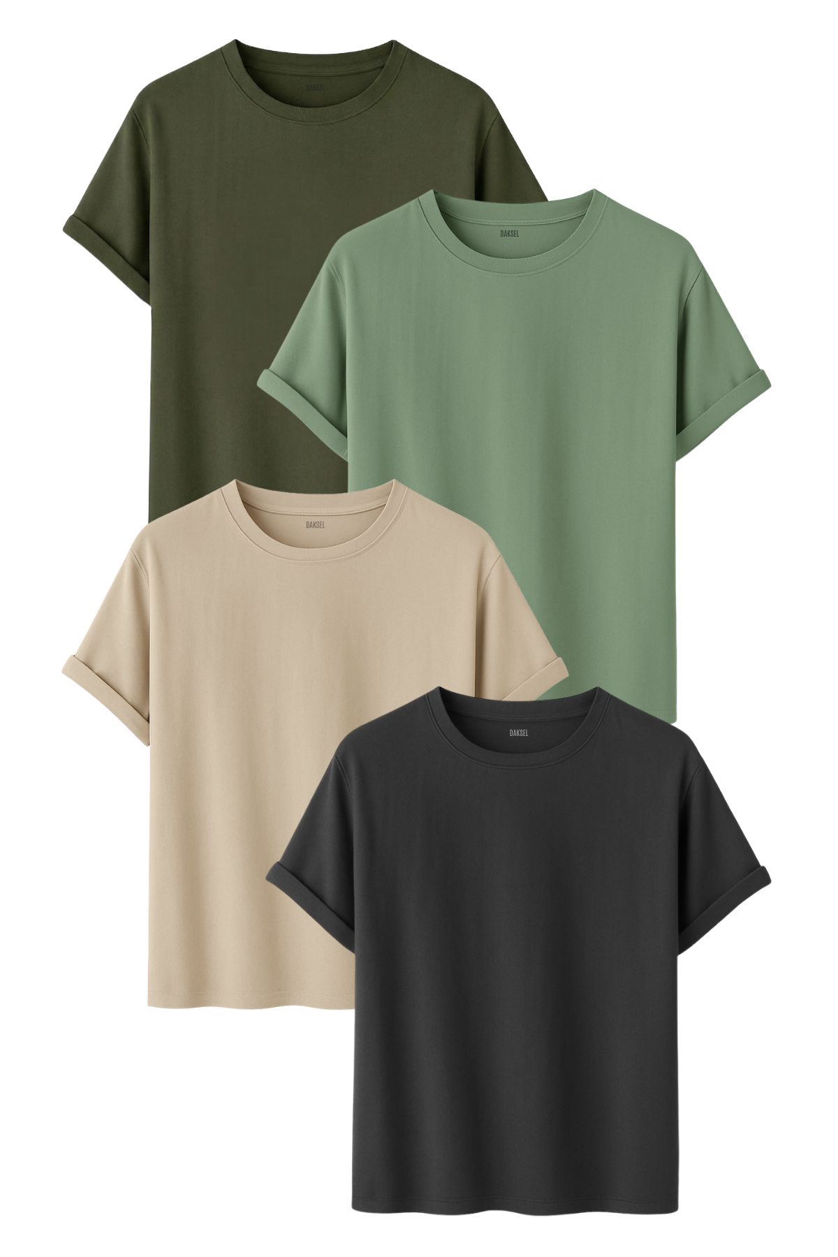 Premium 4'lü Basic Tişört Seti - %100 Pamuklu ve Standart Kalıp