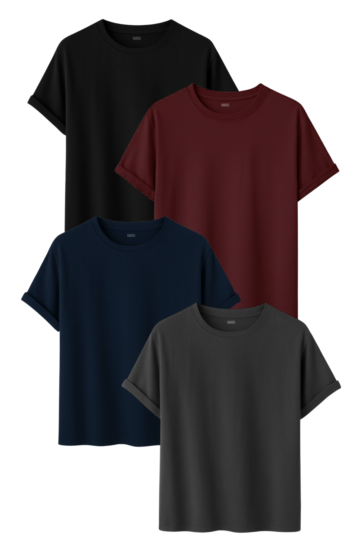 Premium 4'lü Basic Tişört Seti - %100 Pamuklu ve Standart Kalıp