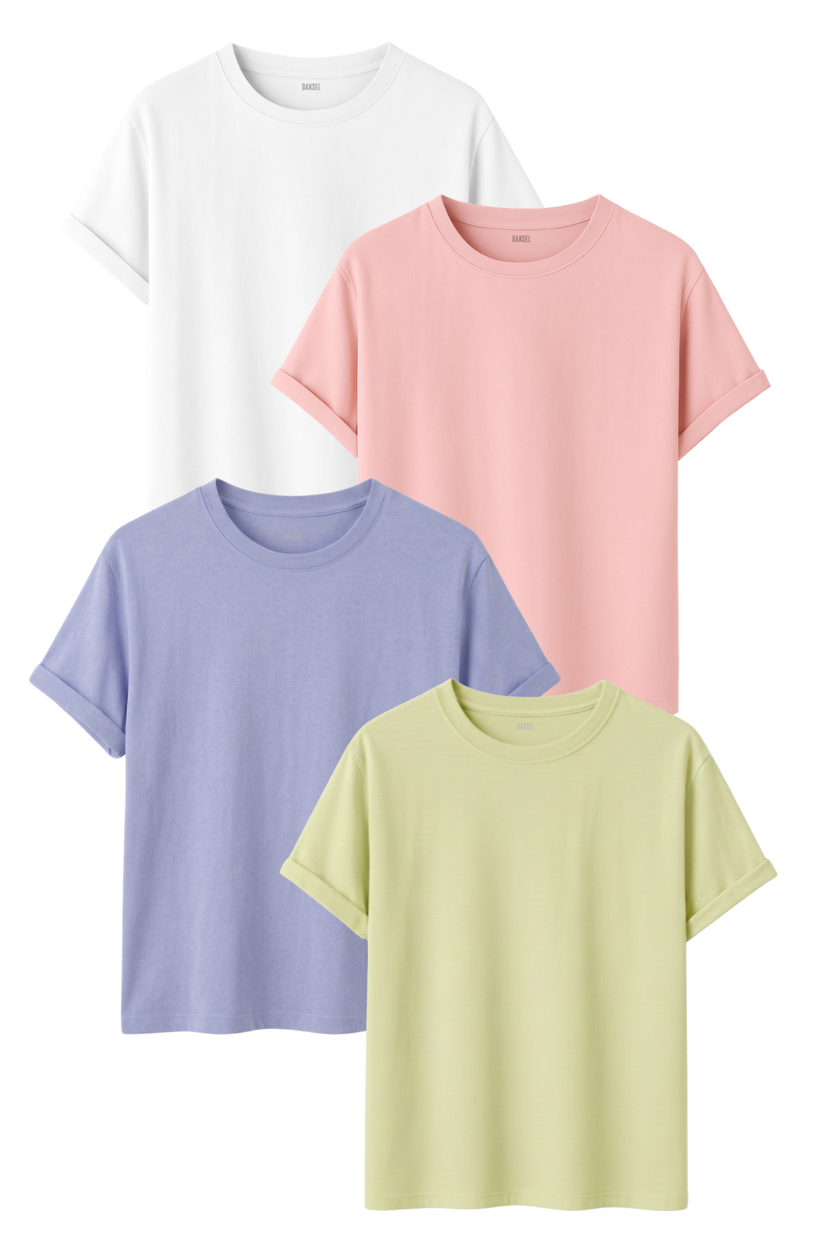 Premium 4'lü Basic Tişört Seti - %100 Pamuklu ve Standart Kalıp