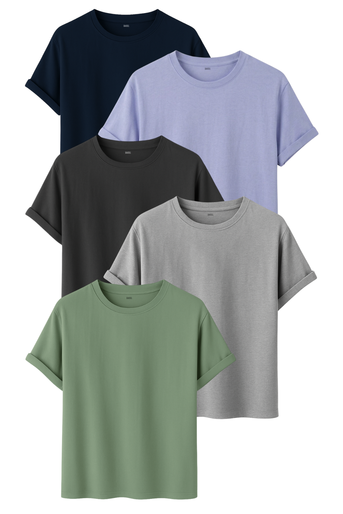 Premium 5'li Basic Tişört Seti - %100 Pamuklu ve Standart Kalıp