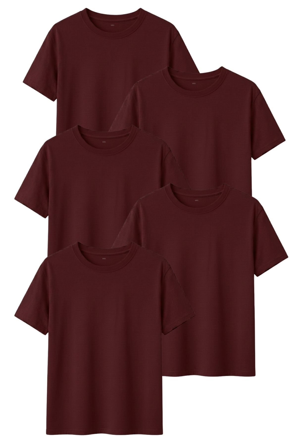 Premium 5'li Bordo Basic Tişört Seti - %100 Pamuklu ve Standart Kalıp