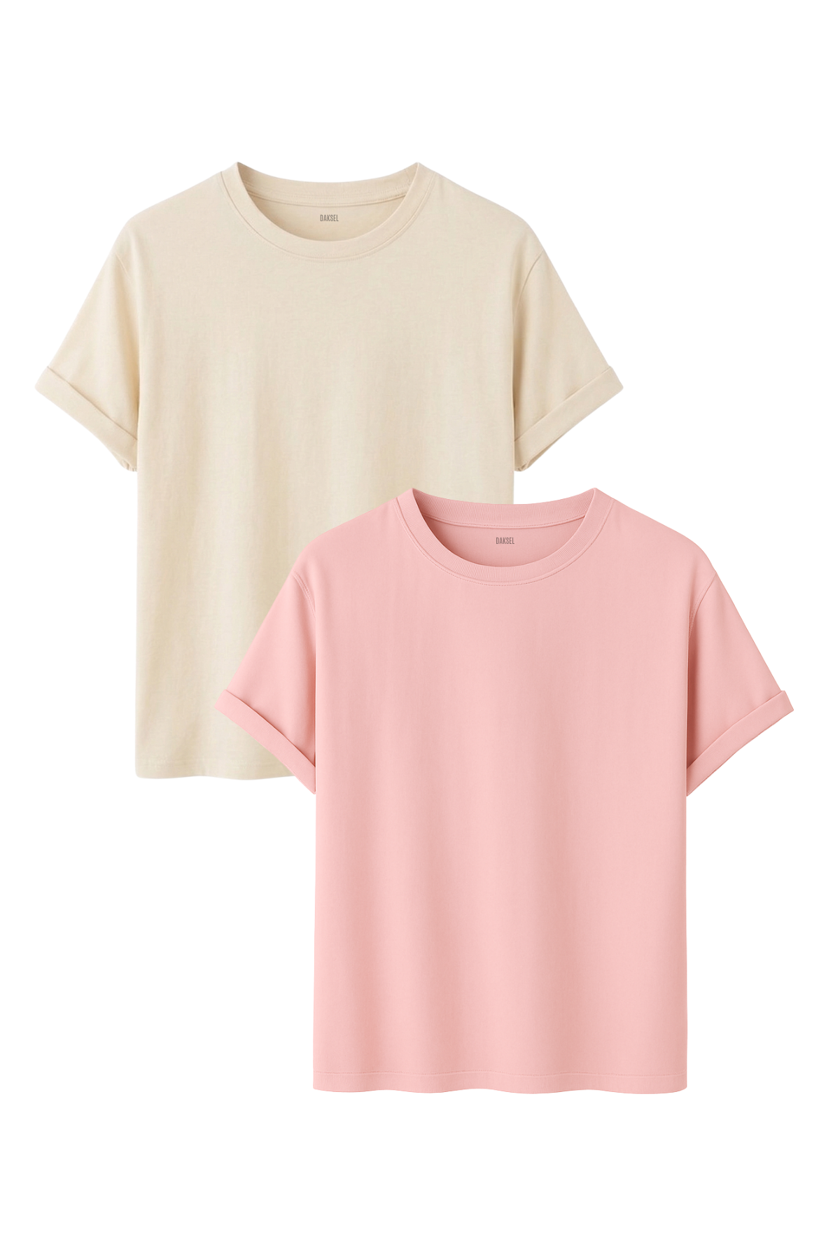 Premium Kadın 2'li Basic Tişört Seti - %100 Pamuklu ve Standart Kalıp