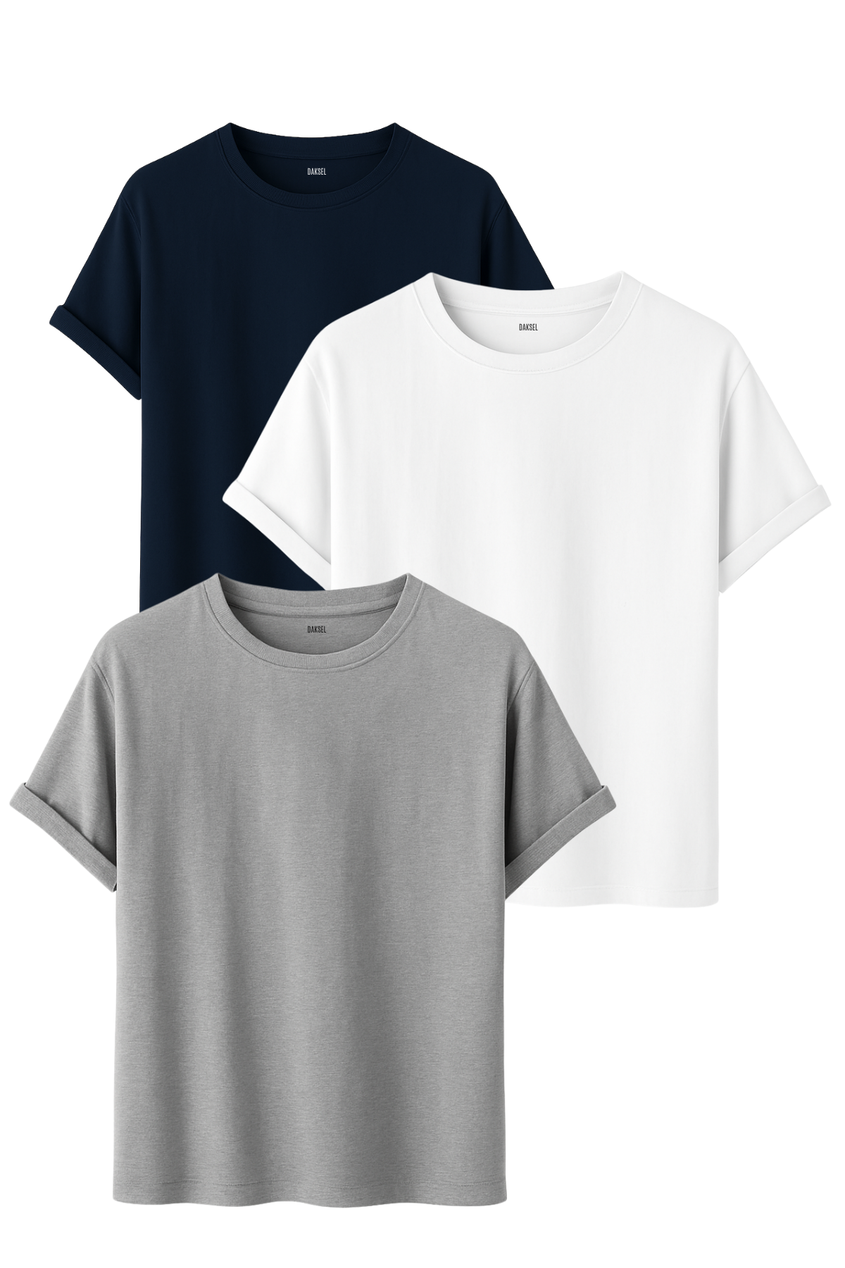 Premium Kadın 3'lü Basic Tişört Seti - %100 Pamuklu ve Standart Kalıp