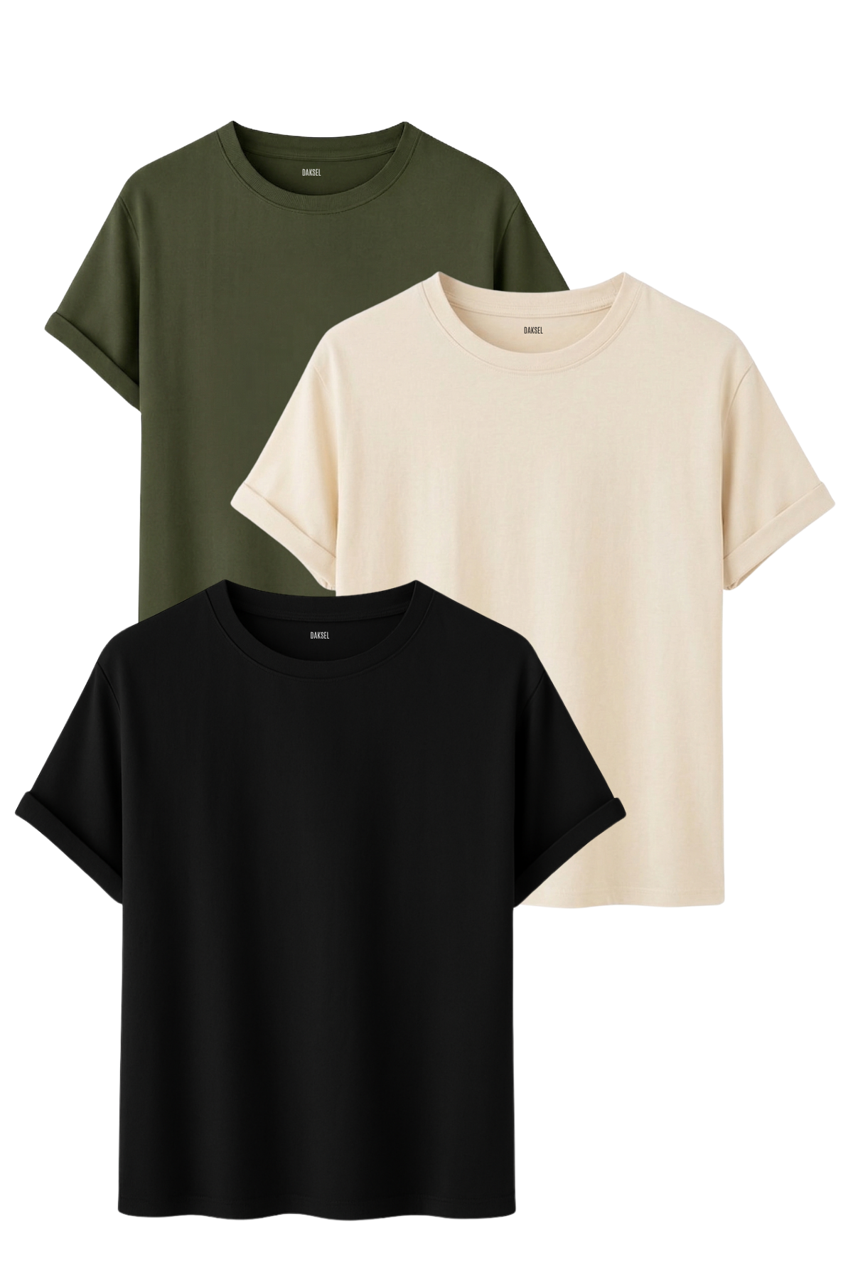 Premium Kadın 3'lü Basic Tişört Seti - %100 Pamuklu ve Standart Kalıp