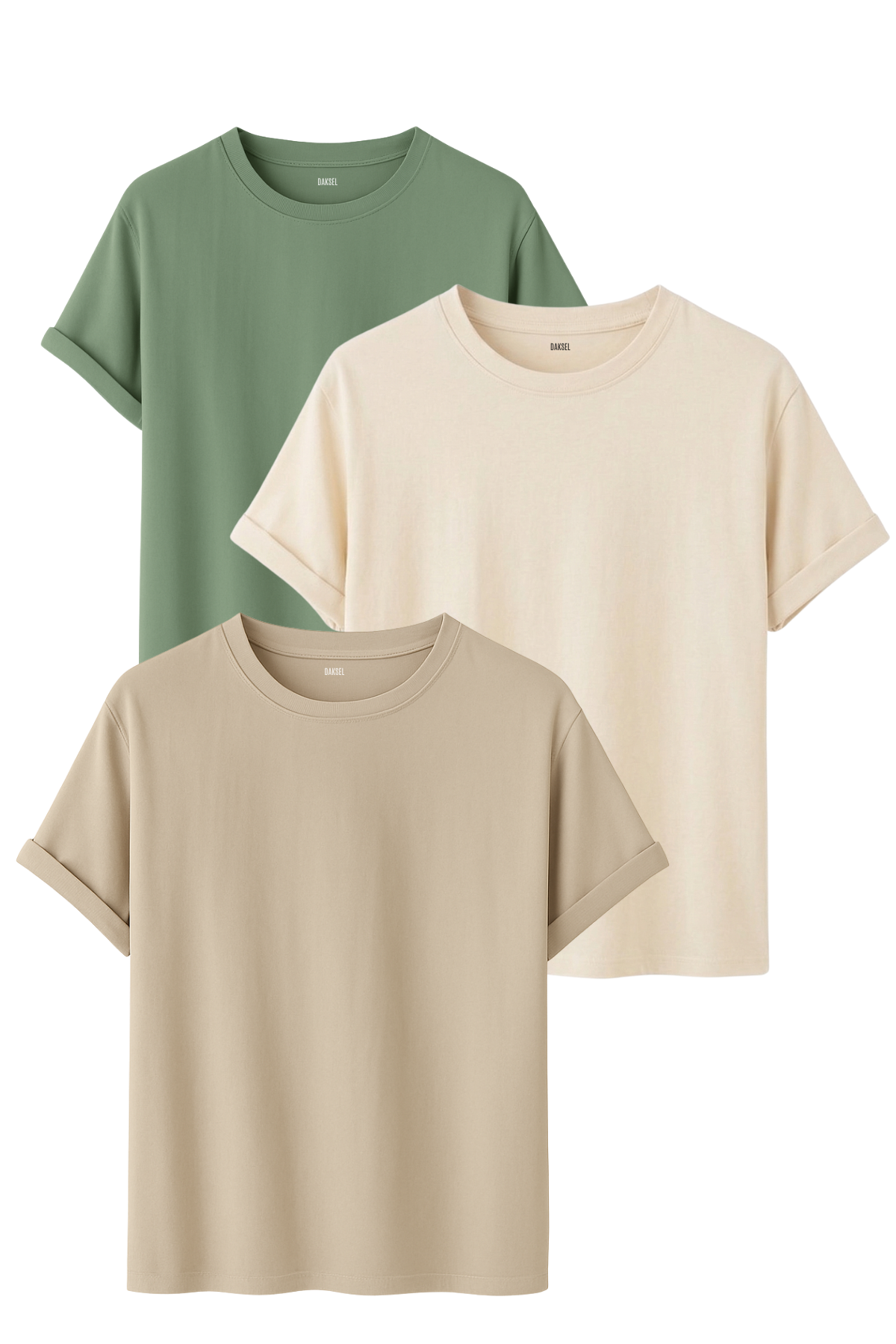 Premium Kadın 3'lü Basic Tişört Seti - %100 Pamuklu ve Standart Kalıp