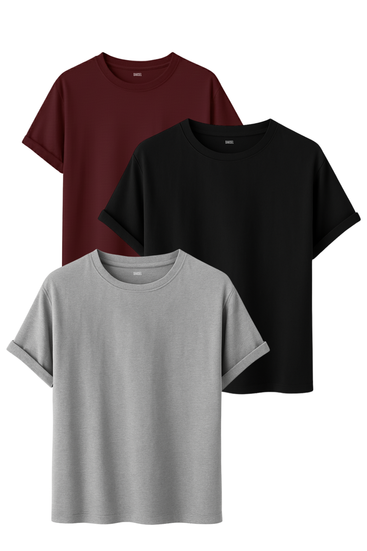 Premium Kadın 3'lü Basic Tişört Seti - %100 Pamuklu ve Standart Kalıp