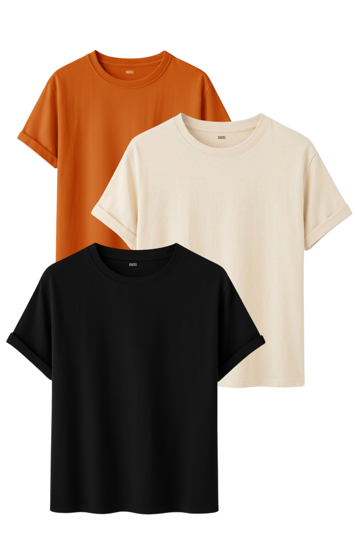 Premium Kadın 3'lü Basic Tişört Seti - %100 Pamuklu ve Standart Kalıp