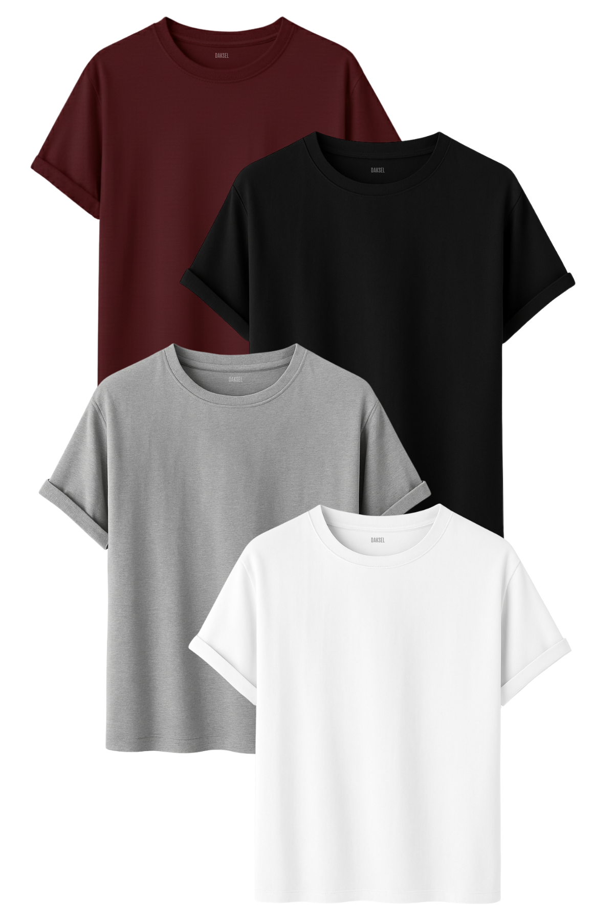 Premium Kadın 4'lü Basic Tişört Seti - %100 Pamuklu ve Standart Kalıp