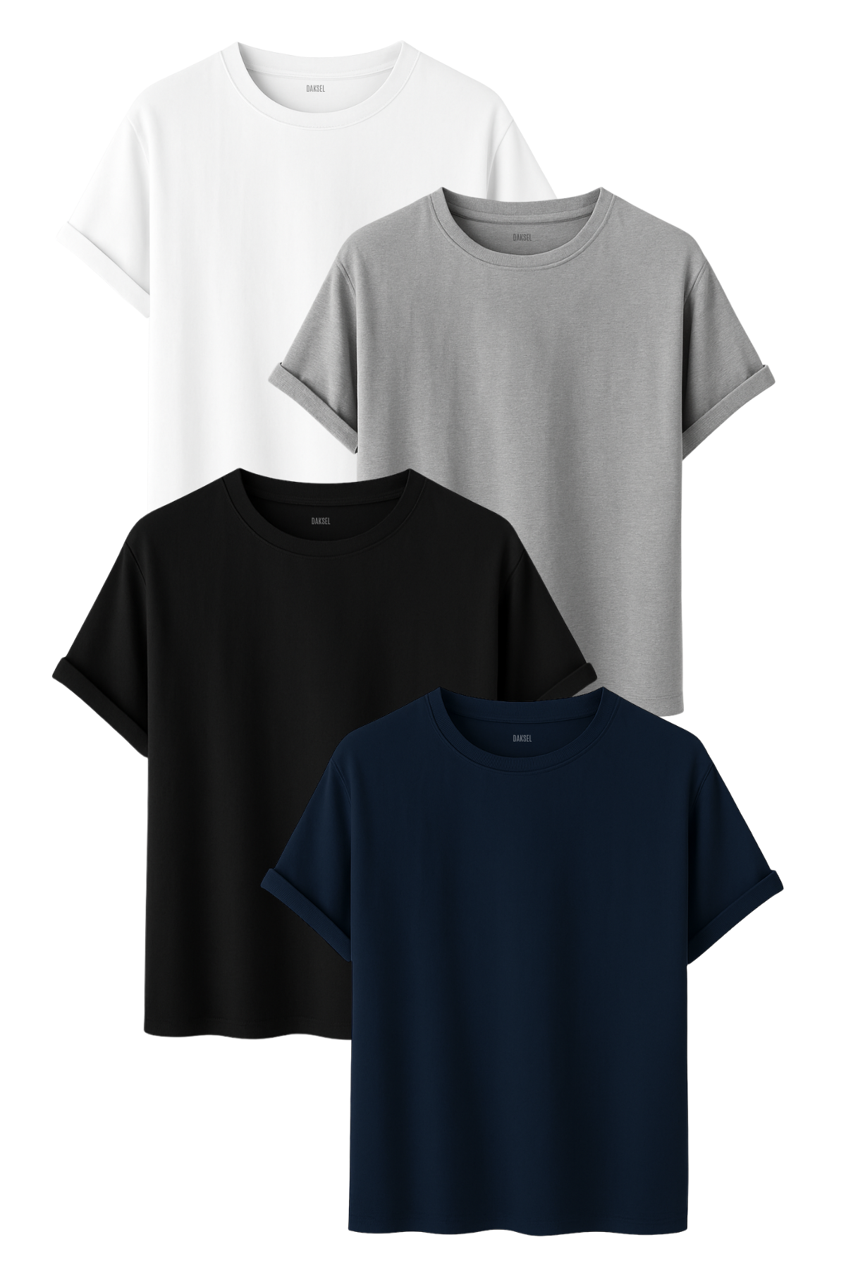 Premium Kadın 4'lü Basic Tişört Seti - %100 Pamuklu ve Standart Kalıp