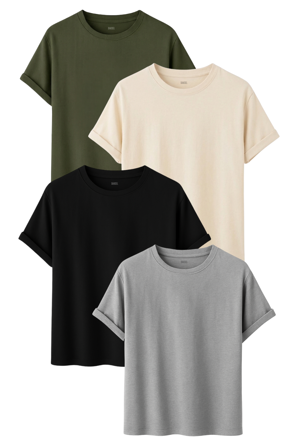 Premium Kadın 4'lü Basic Tişört Seti - %100 Pamuklu ve Standart Kalıp