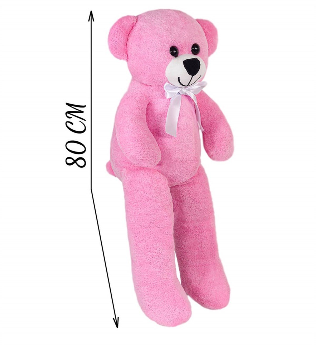 80 cm Rengarenk Papyonlu Işıklı Ayıcık %100 Yerli