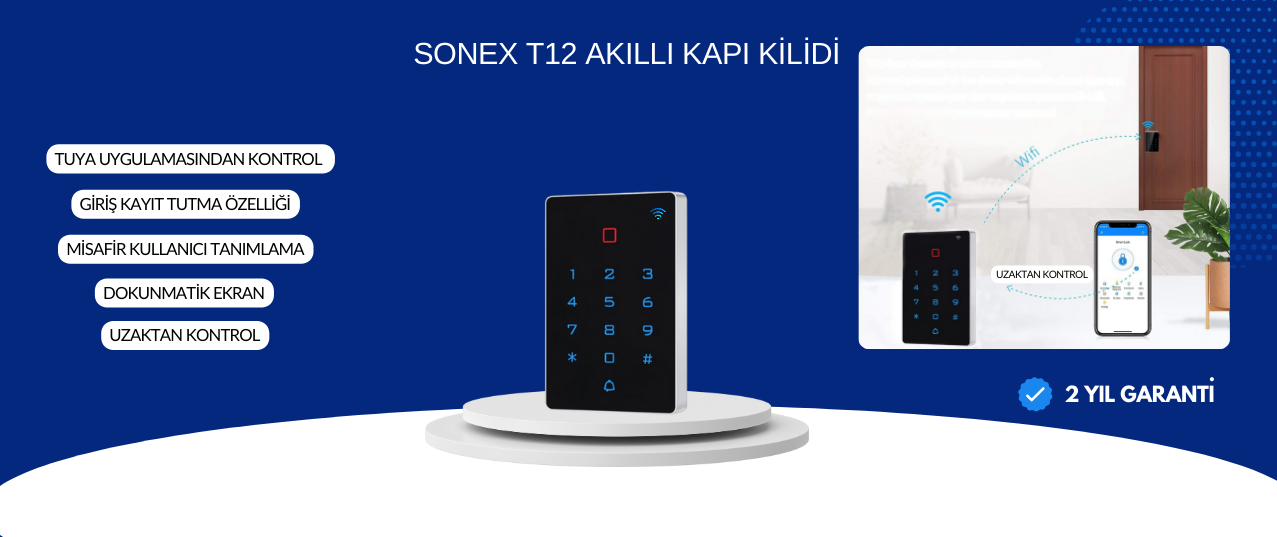 Sonex Tuya T12 Wifi Şifreli Kapı Kilidi