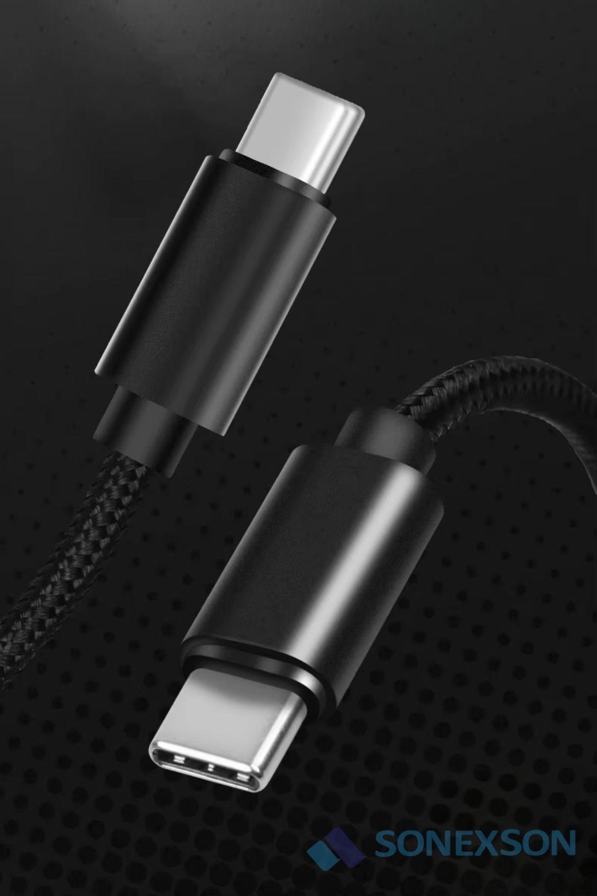 Sonex 3A Hızlı Şarj Örgülü Kablo – 120cm | Type-C Uyumlu iPhone / Android / Huawei