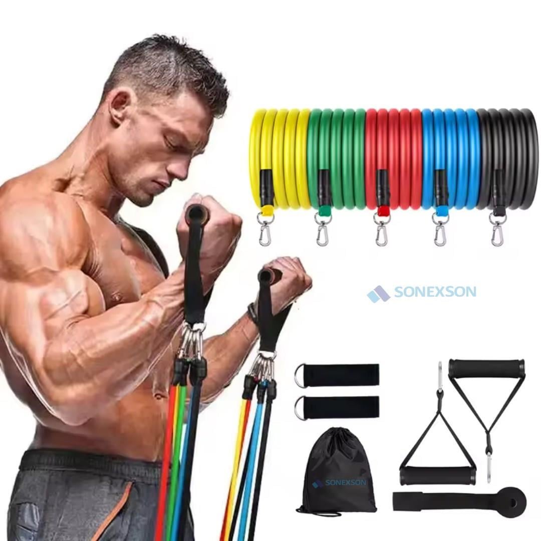 Sonex 11li Direnç Lastiği Seti – Pilates, Yoga ve Fitness Egzersizleri İçin