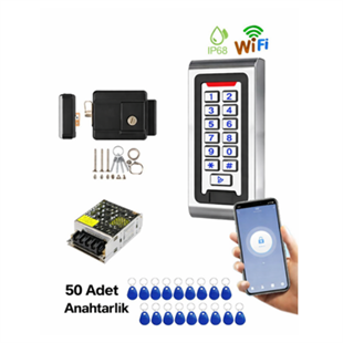  Şifreli Kapı Kilidi + Apartman Kapı Otomatı + Adaptör + 50 Proximity Tag  - Su Geçirmez 