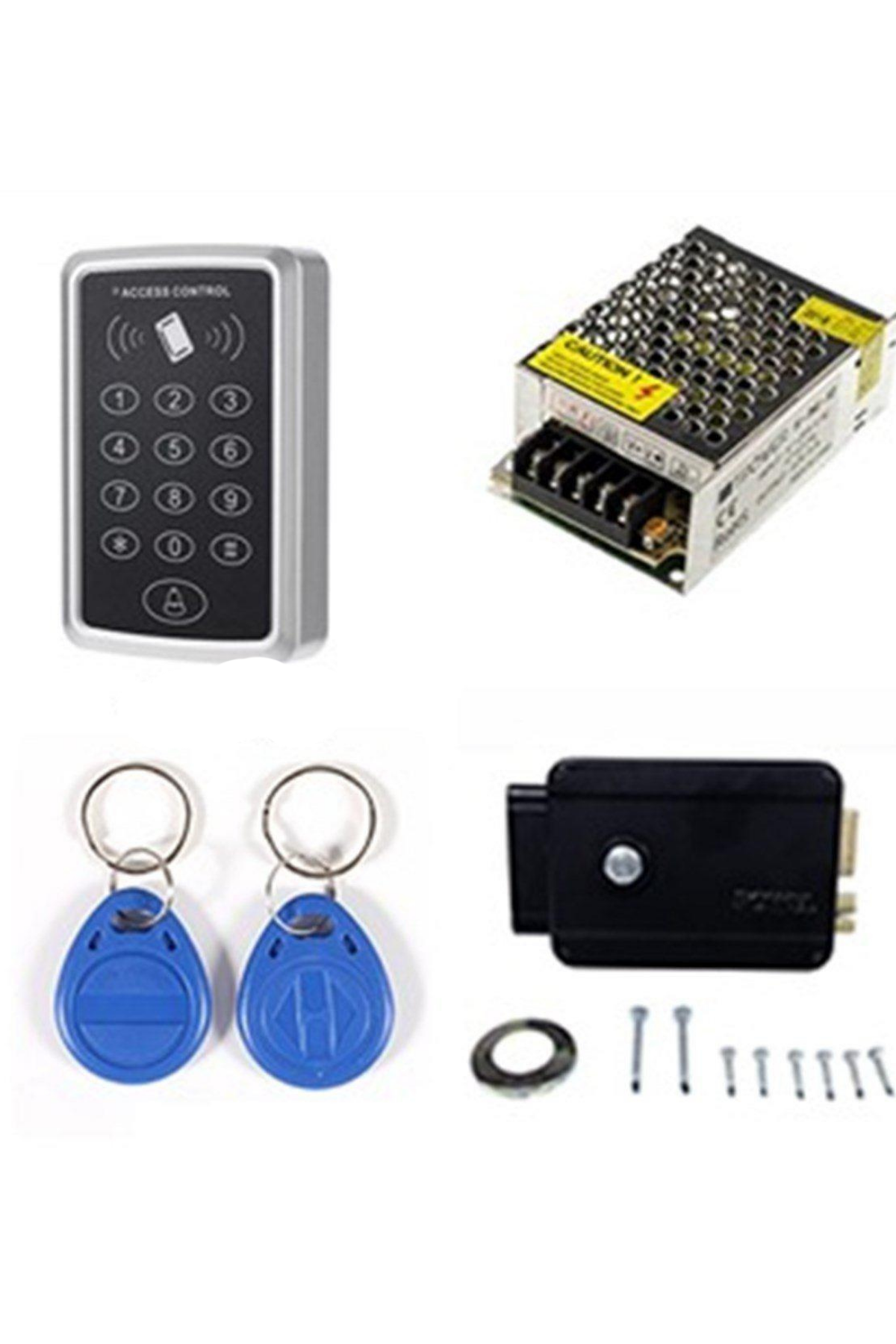 Sonex RFID Şifreli Kapı Kilidi + Apartman Kapı Otomatiği + Adaptör + Proximity Tag  Full Set