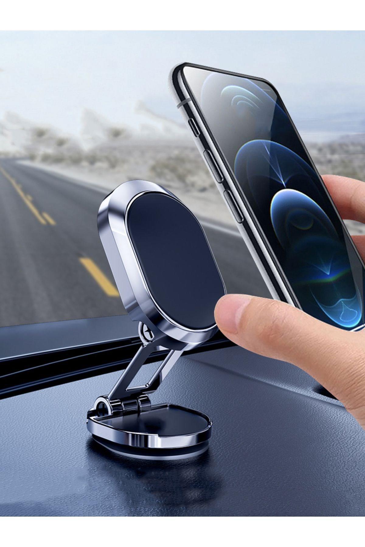 Katlanabilir Mınatıslı Manyetik Mini Araç Içi Ve Masaüstü  Premium Telefon Tutucu 360 Derece 