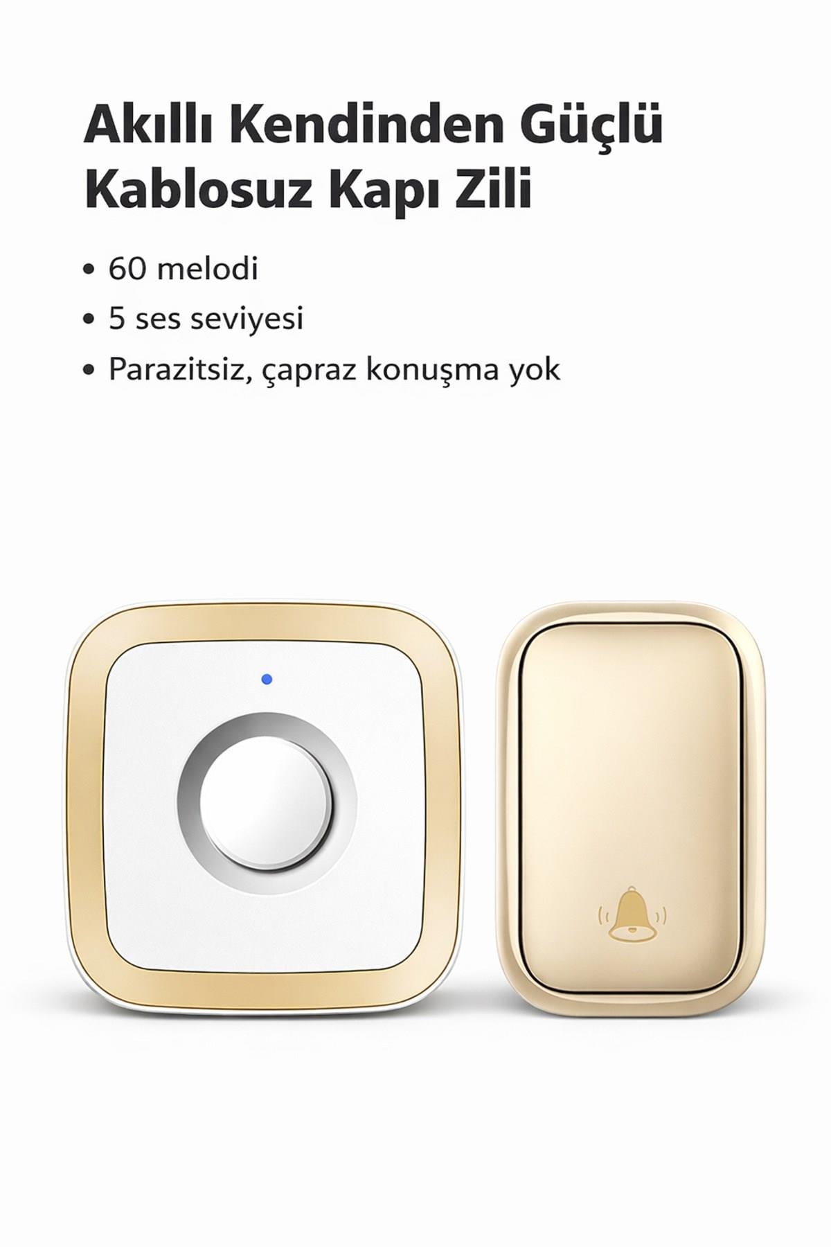 Sonex Kablosuz Kapı Zili Seti – 60 Melodi, 110 dB, 150 m Menzil (1 Alıcı + 1 Buton)