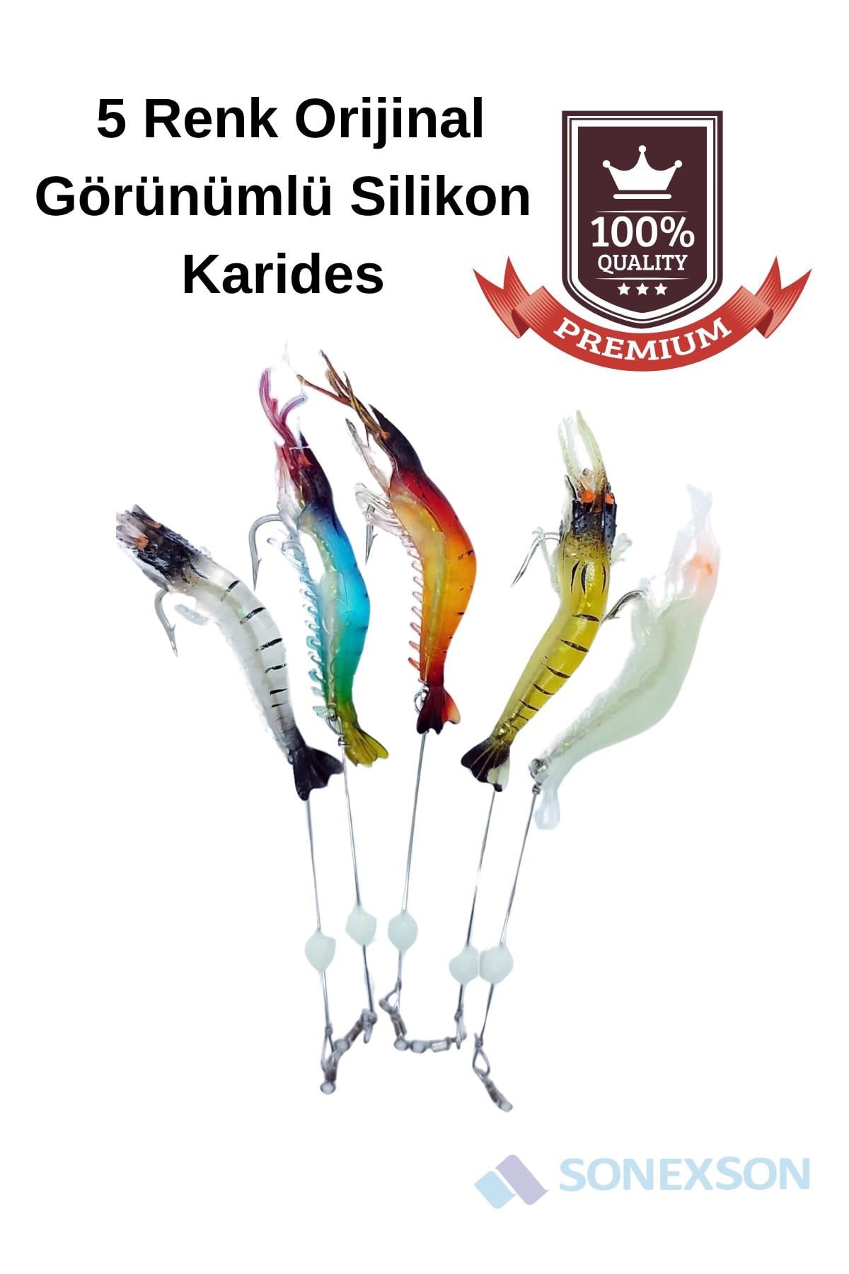 Sonex 5 Renk Silikon Karides Balık Yemi – 7.5 cm, 5.5 gr, Orijinal Görünümlü