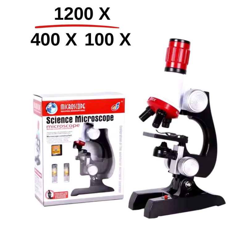Eğitici Mikroskop Kiti Zoom 100x 400x 1200x Led Işıklı + 12 Adet Biyolojik Örnek Hediye