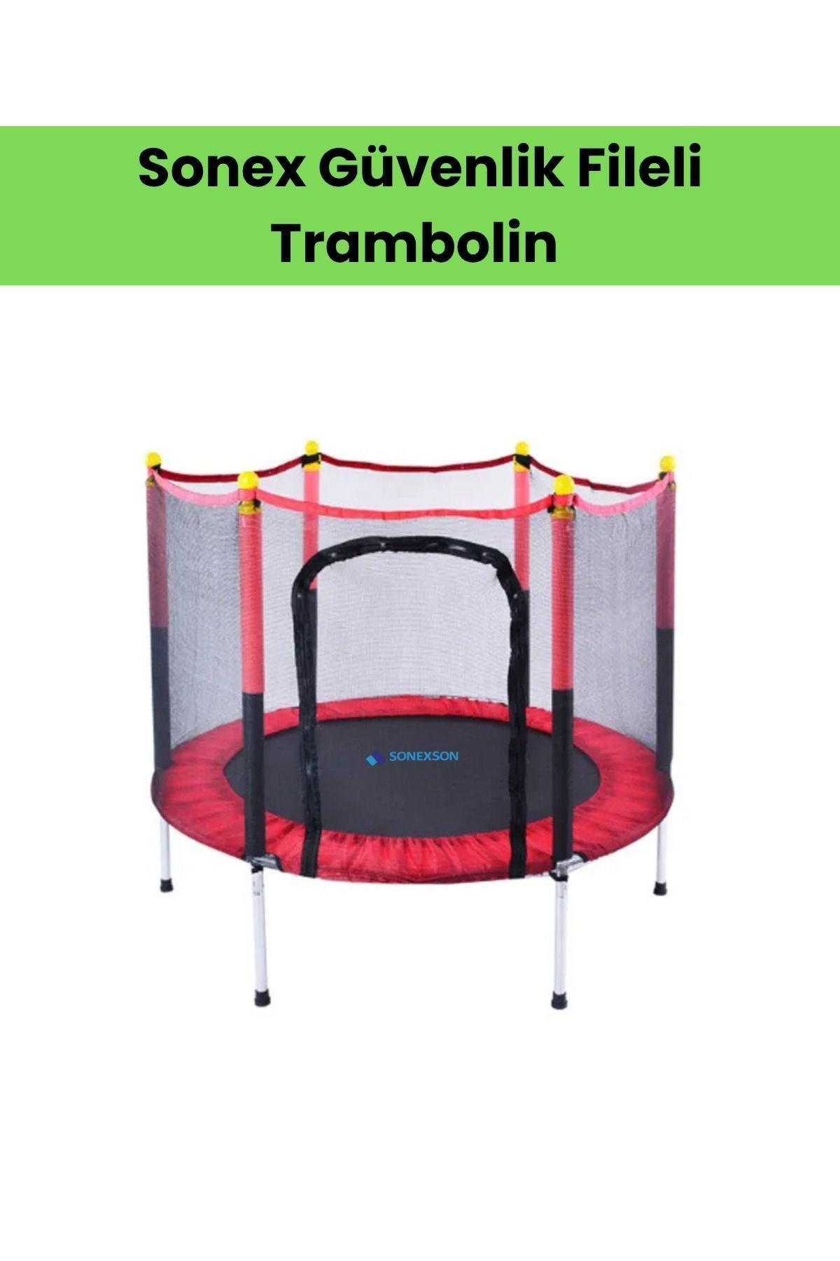 Sonex Fileli Güvenlikli Çocuk Trambolini 140 cm – Kapılı, Bahçe ve Ev Kullanımına Uygun