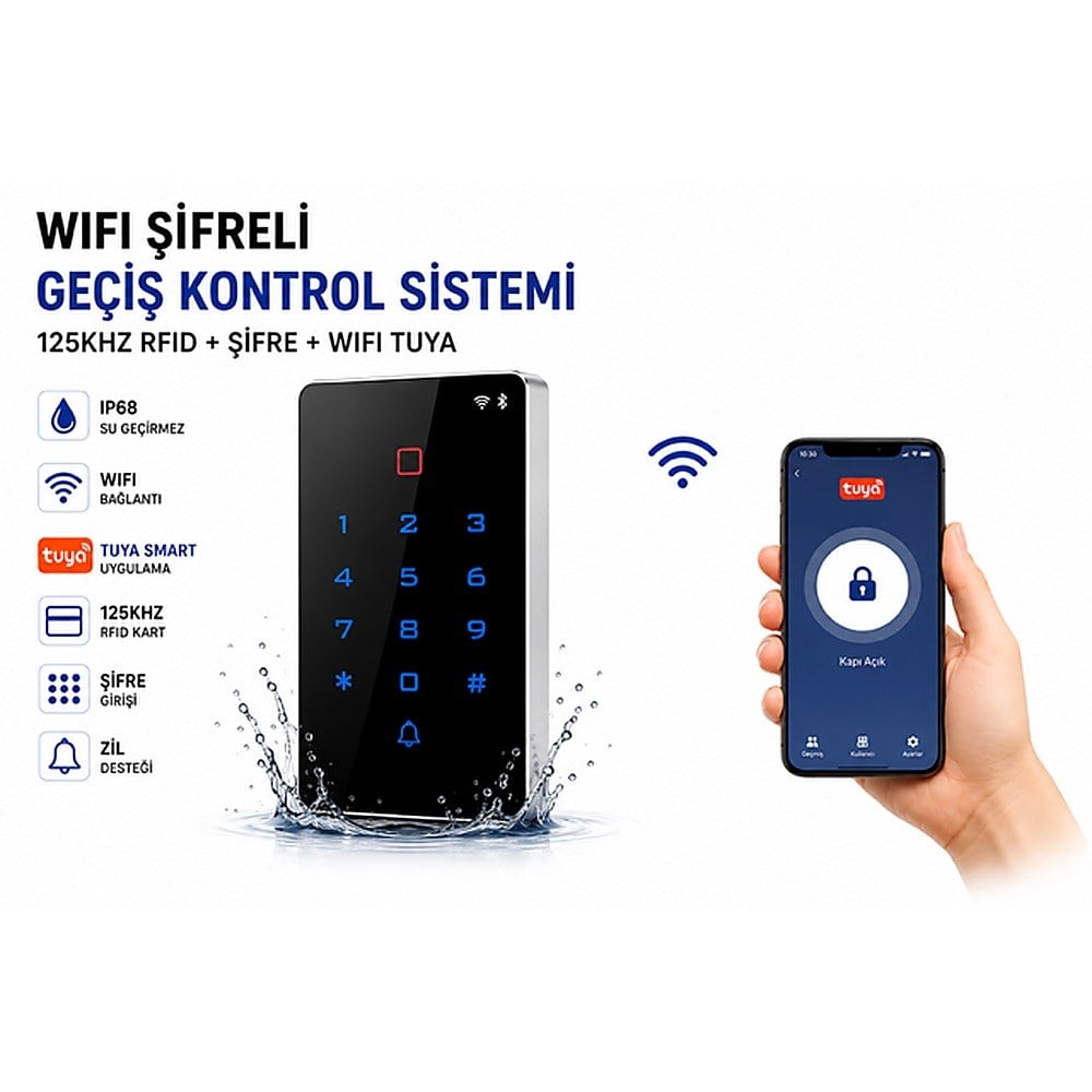 SONEX WiFi Tuya Akıllı Geçiş Kontrol Sistemi – Elektrikli Kilitli Tam Set