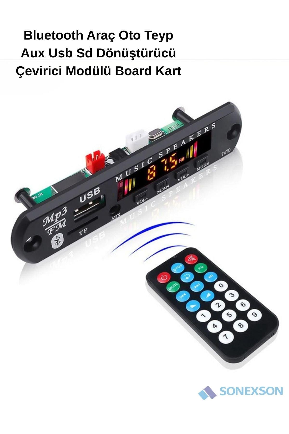 Sonex Bluetooth Araç MP3 Modülü – USB, AUX, SD Kart Dönüştürücü Teyp Kartı