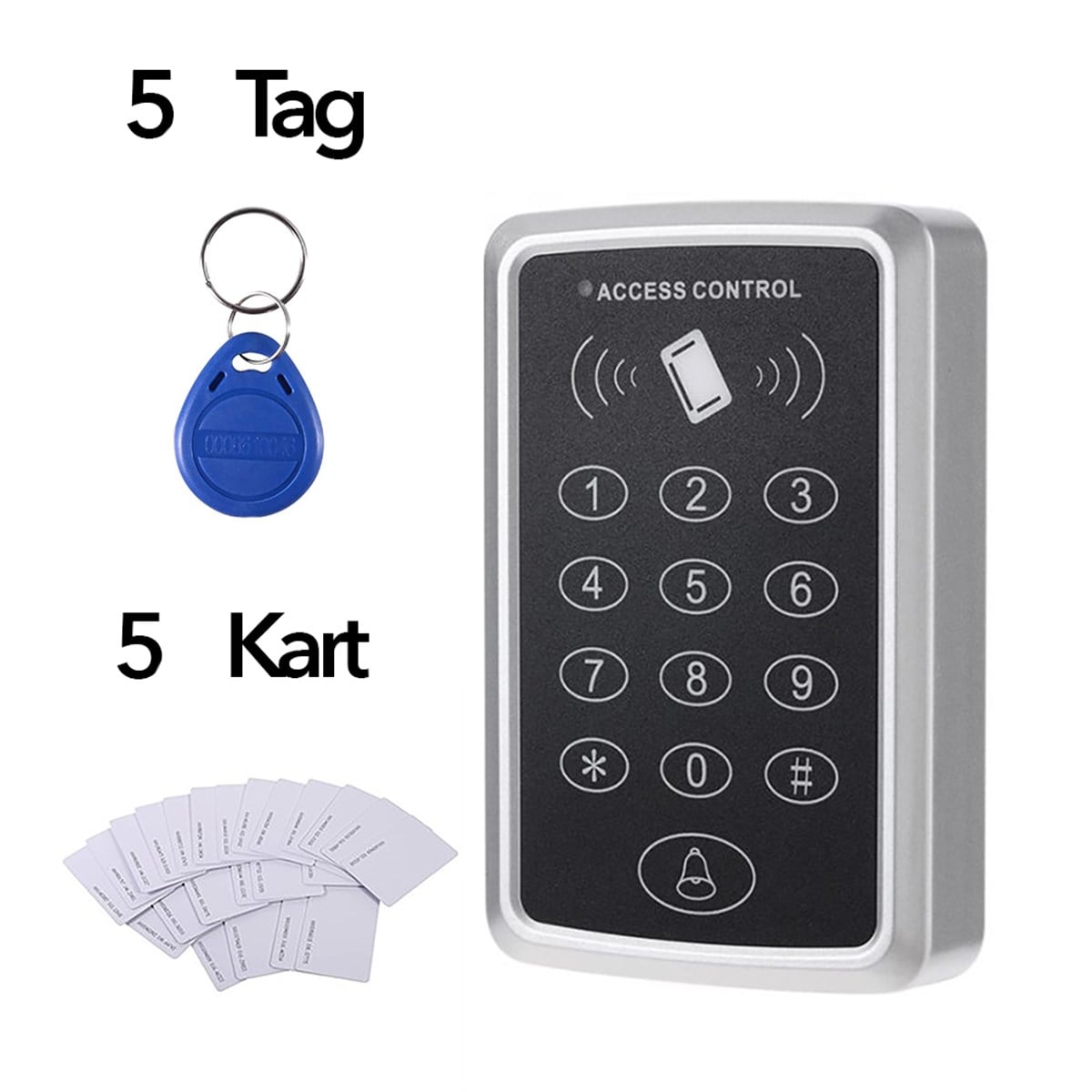 Rfid Şifreli Kapı Kilidi Geçiş Sistemi +5TAG+5KART