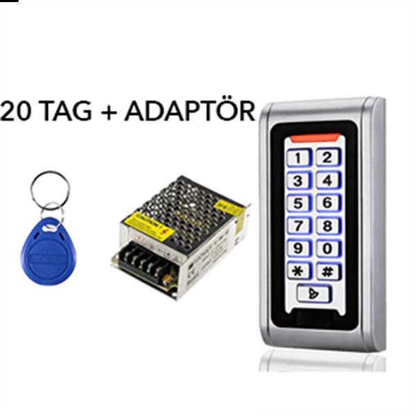 RFID Metal Şifreli Kapı Kilidi  Kartlı Geçiş Kontrol Sistemi 20 Tag Adaptör 