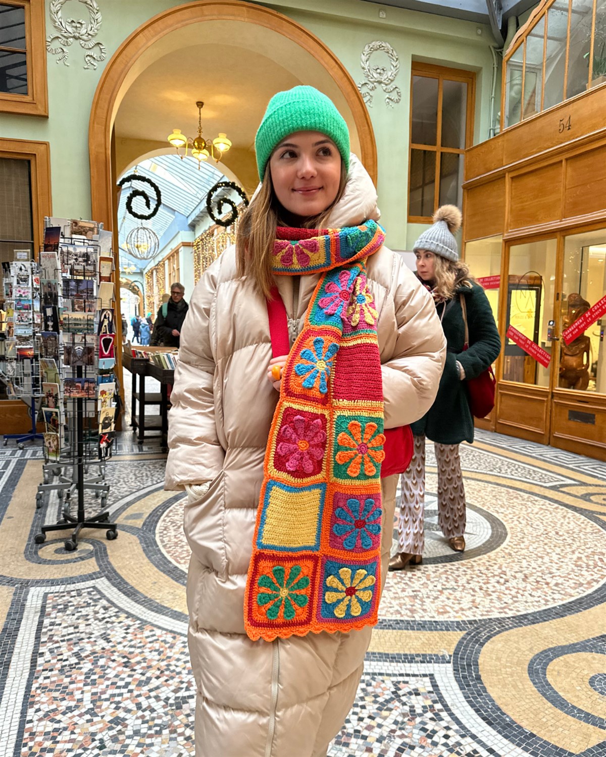 Çiçekli Örgü Atkı