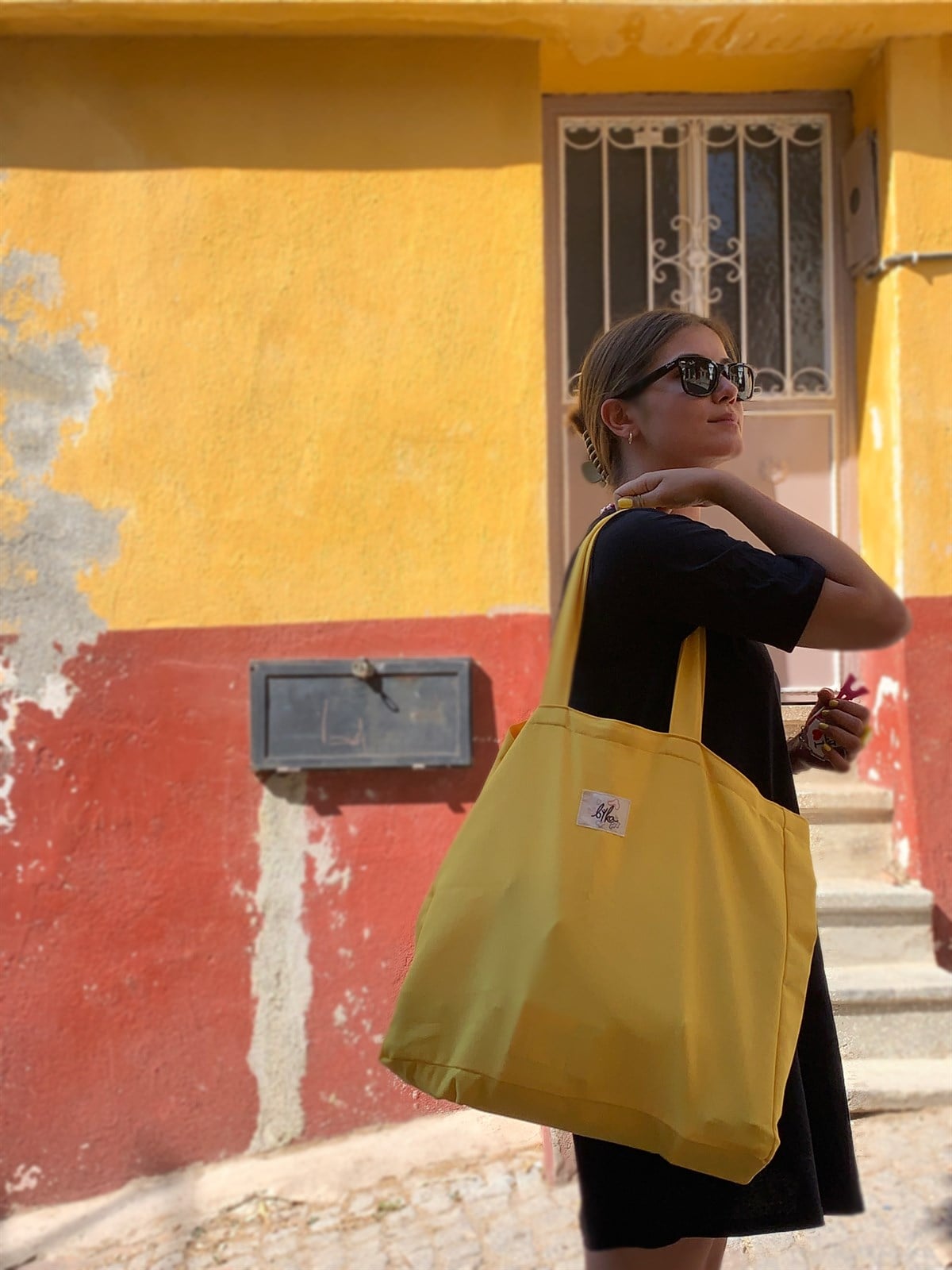Sarı Körüklü Bez Çanta