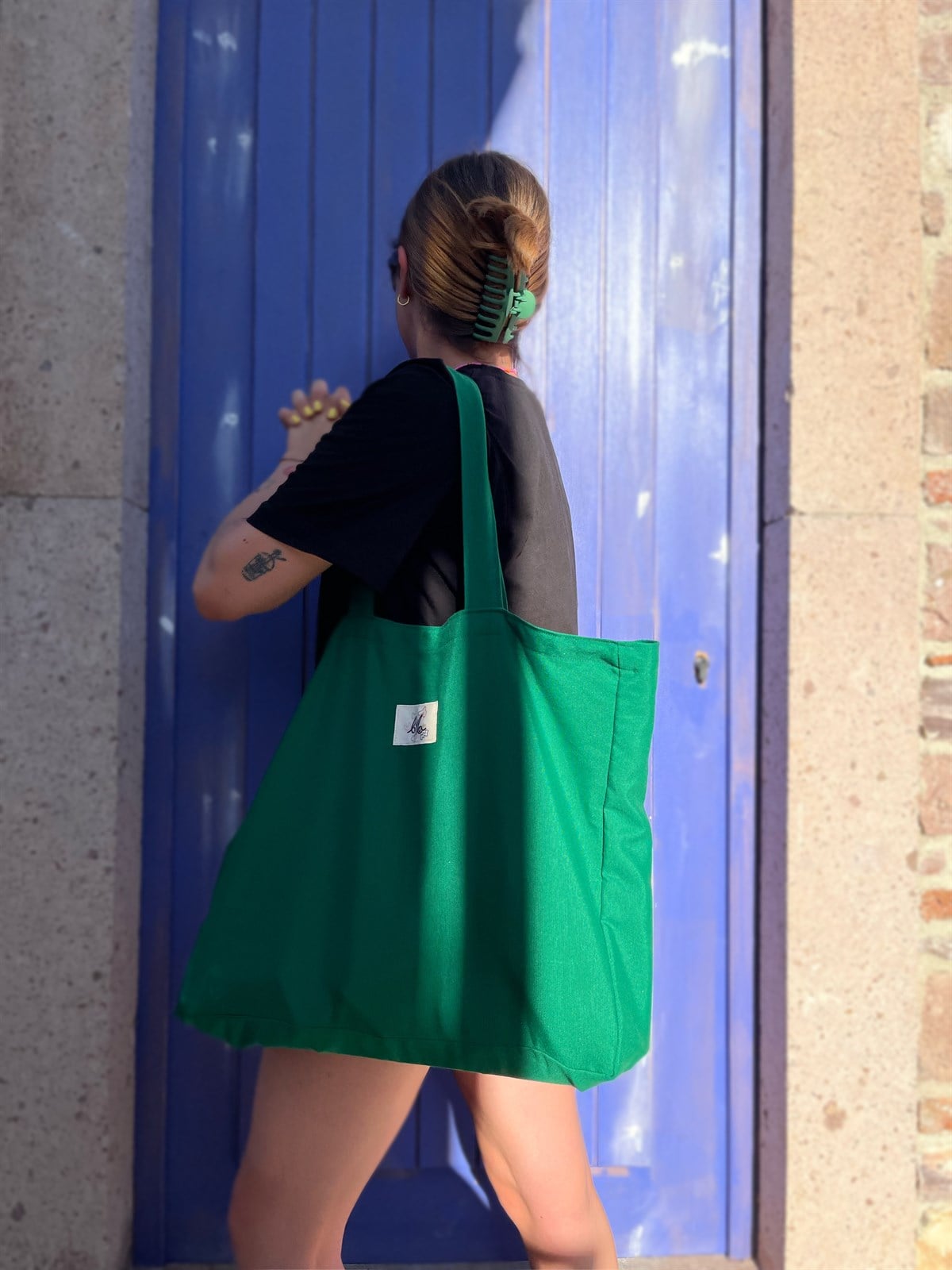 Yeşil Körüklü Bez Çanta