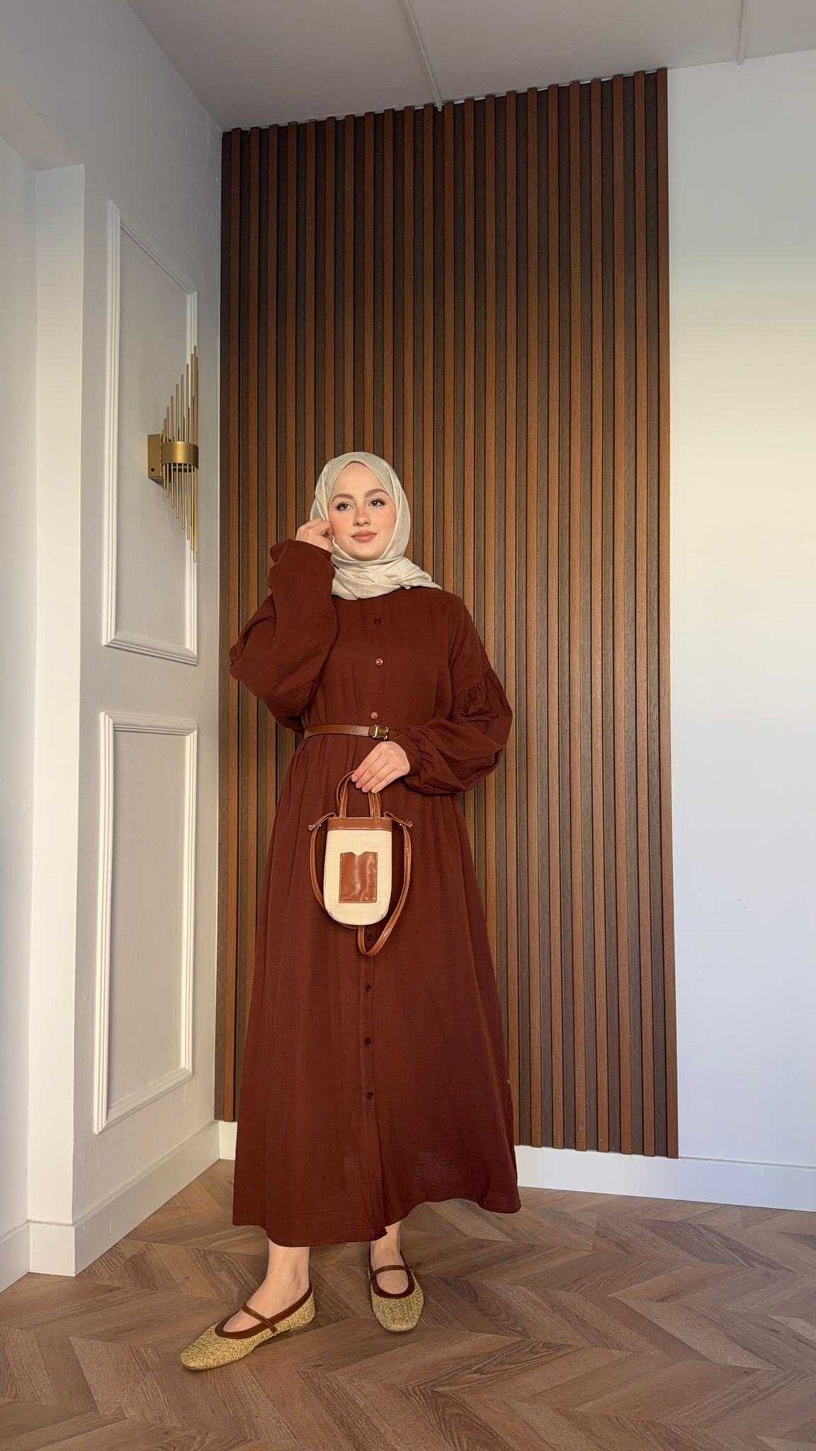 MEYSA DRESSES Müslin Gömlek Elbise Acı Kahve