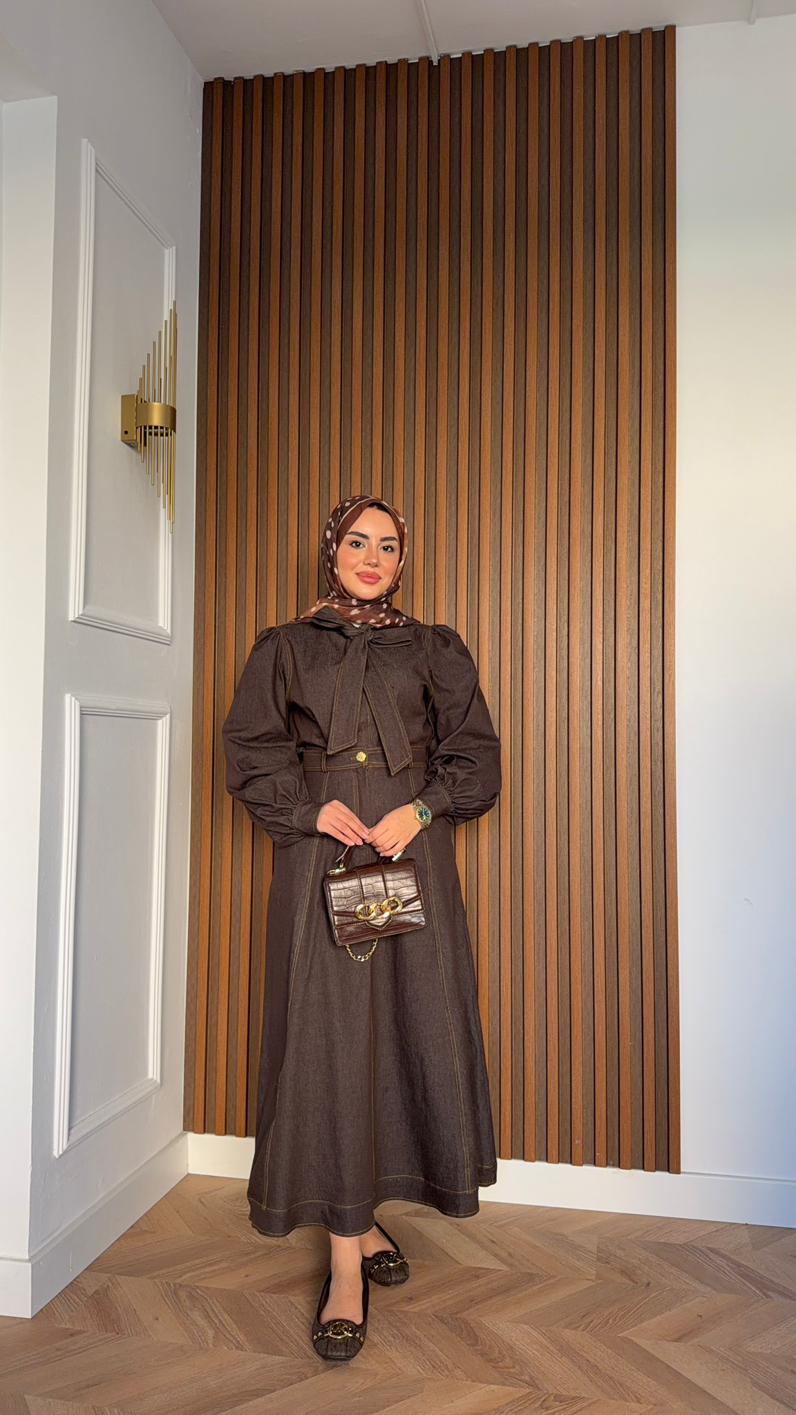 MEYSA SKIRT SETS Fiyonklu Denim Etek Takım Acı Kahve