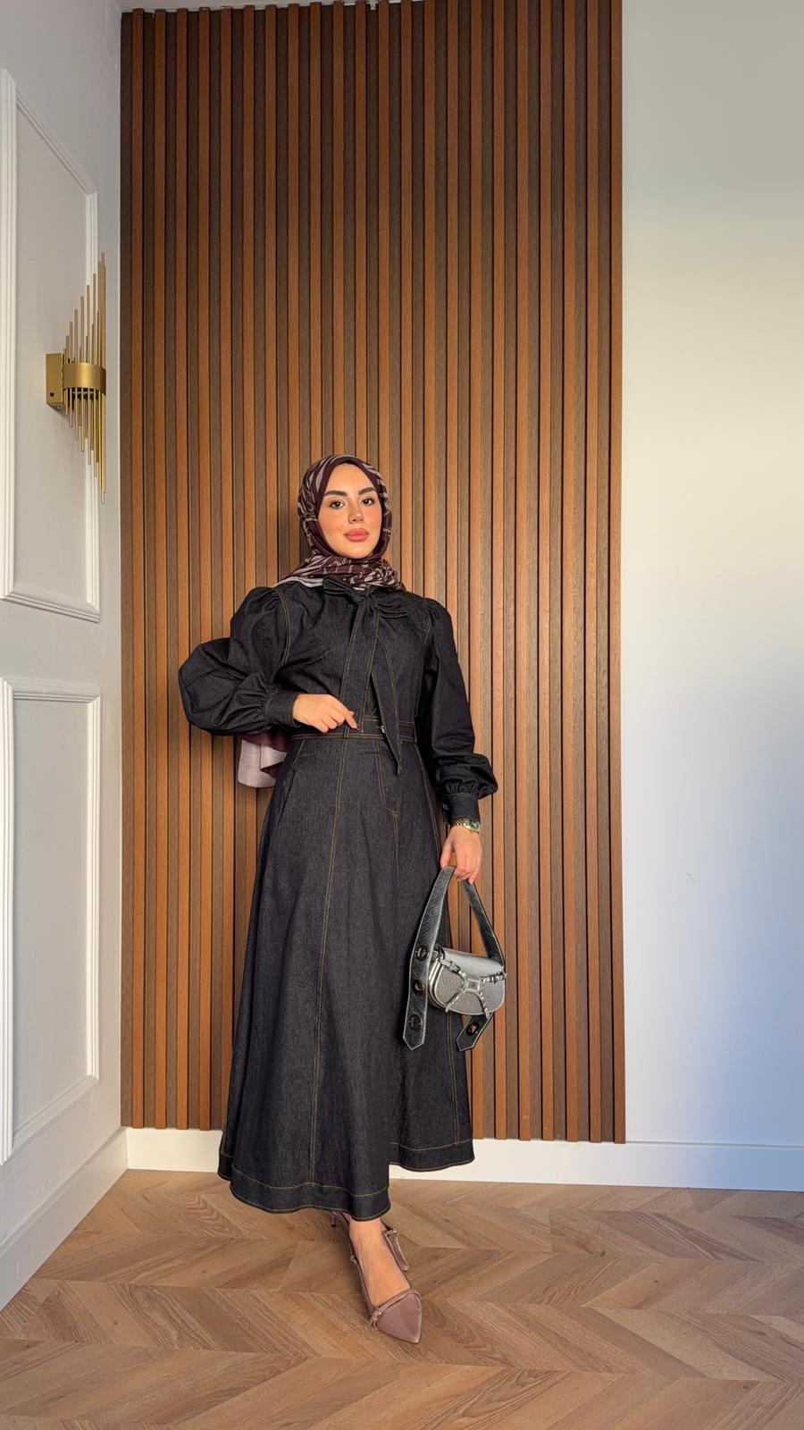 MEYSA SKIRT SETS Fiyonklu Denim Etek Takım Lacivert