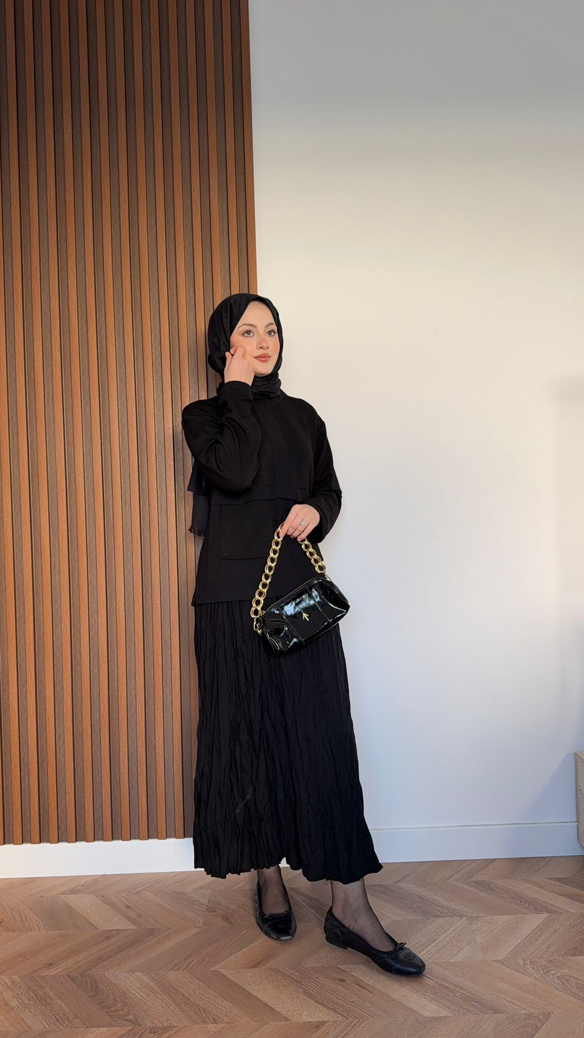 MEYSA SKIRT SETS Kraş Etekli Oysh Etek Takım Siyah