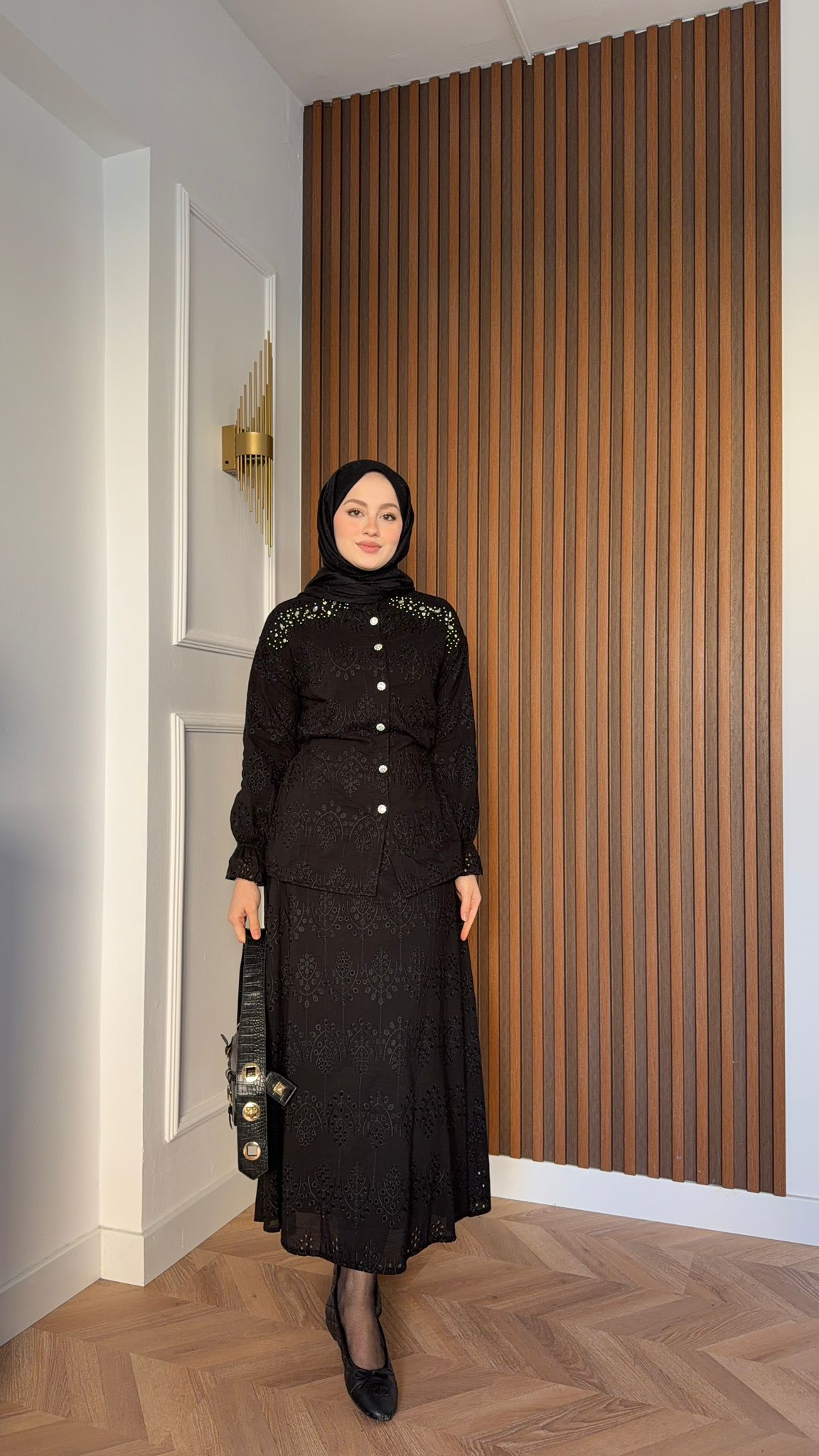 MEYSA ETEK TAKIM Omzu Taş İşlemeli Fisto Etekli Takım Siyah