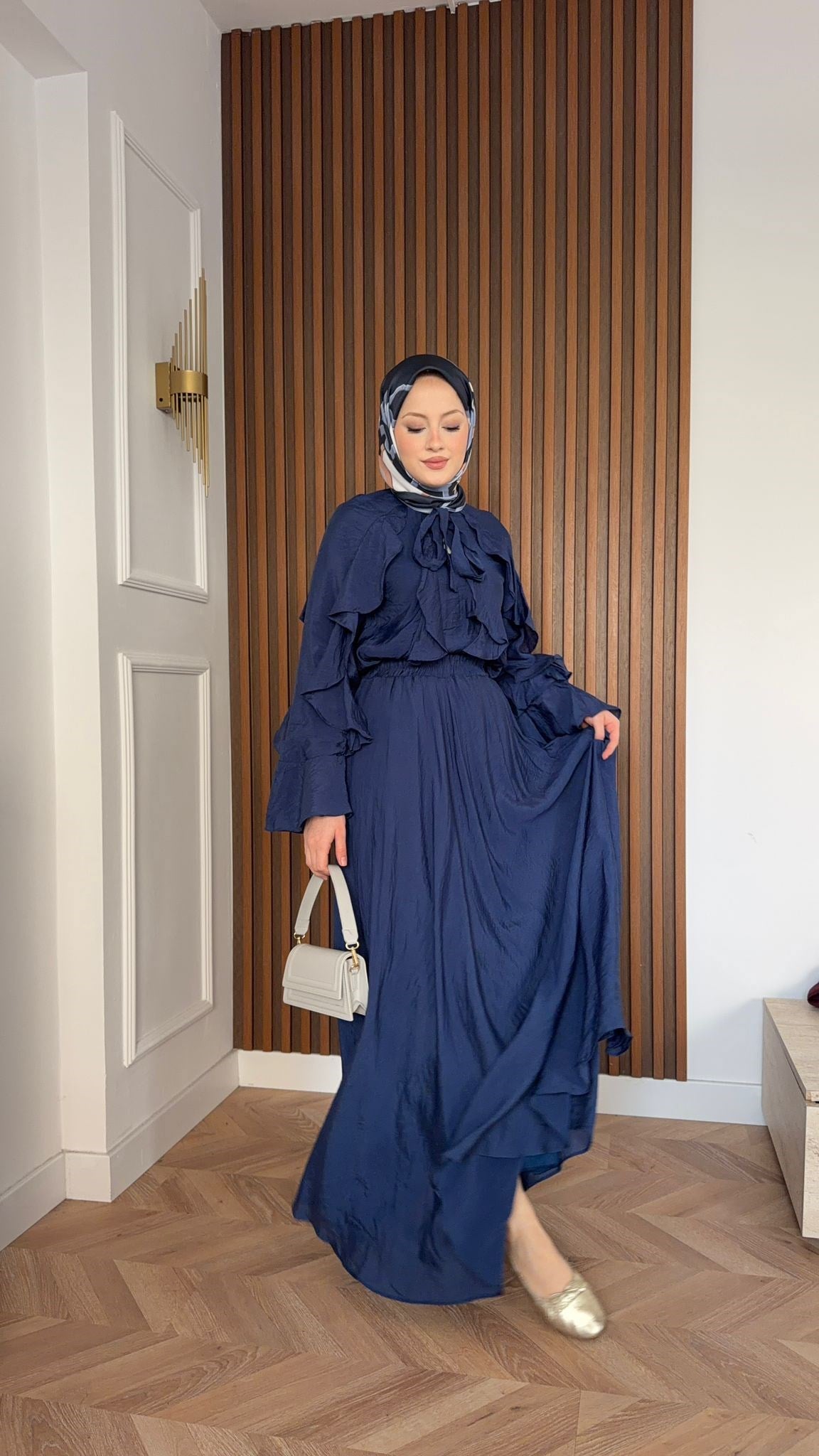MEYSA SKIRT SETS Volanlı Tensel Etekli Takım Lacivert