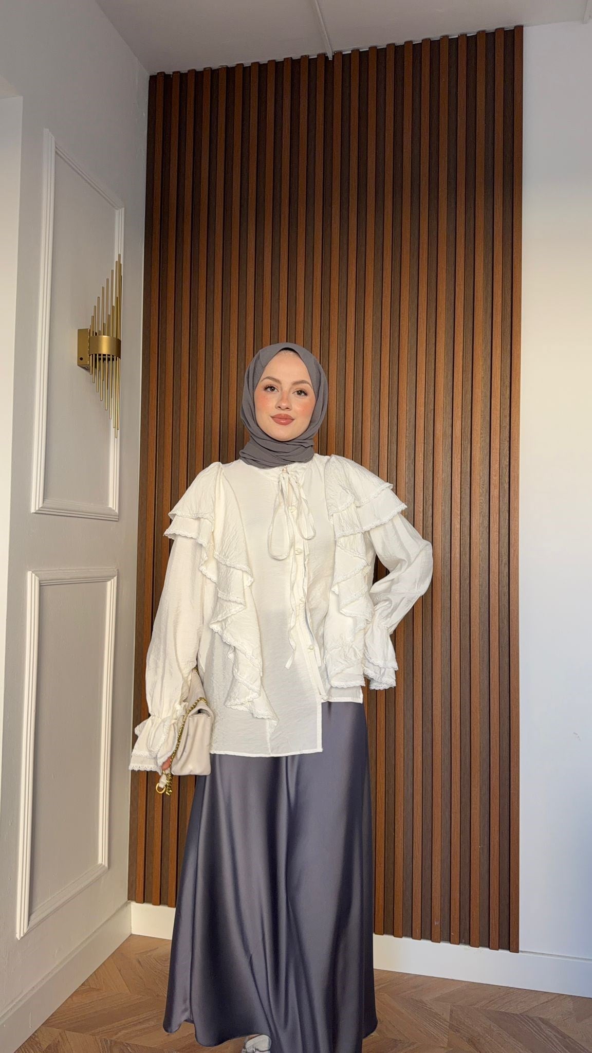 MEYSA SHIRTS Benedic Fırfırlı Tensel Gömlek Beyaz