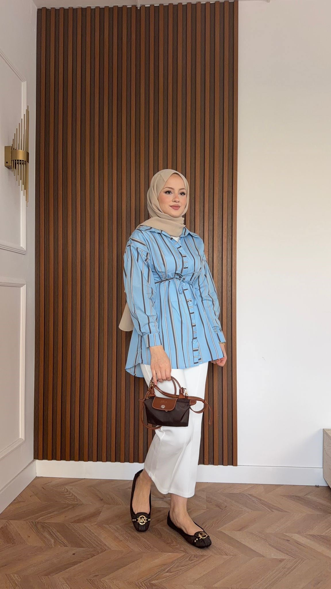 MEYSA GÖMLEK Nare Çizgili Poplin Gömlek Mavi