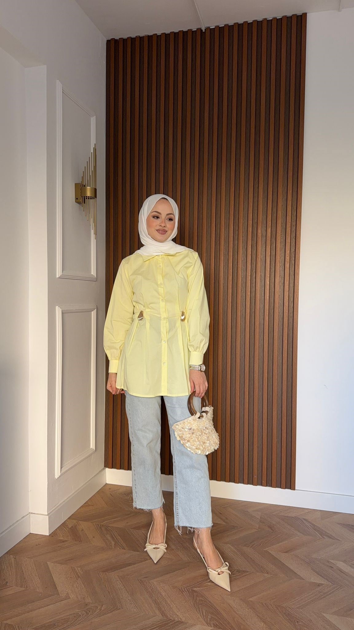 MEYSA SHIRTS Semiz Gold Broşlu Poplin Gömlek Sarı