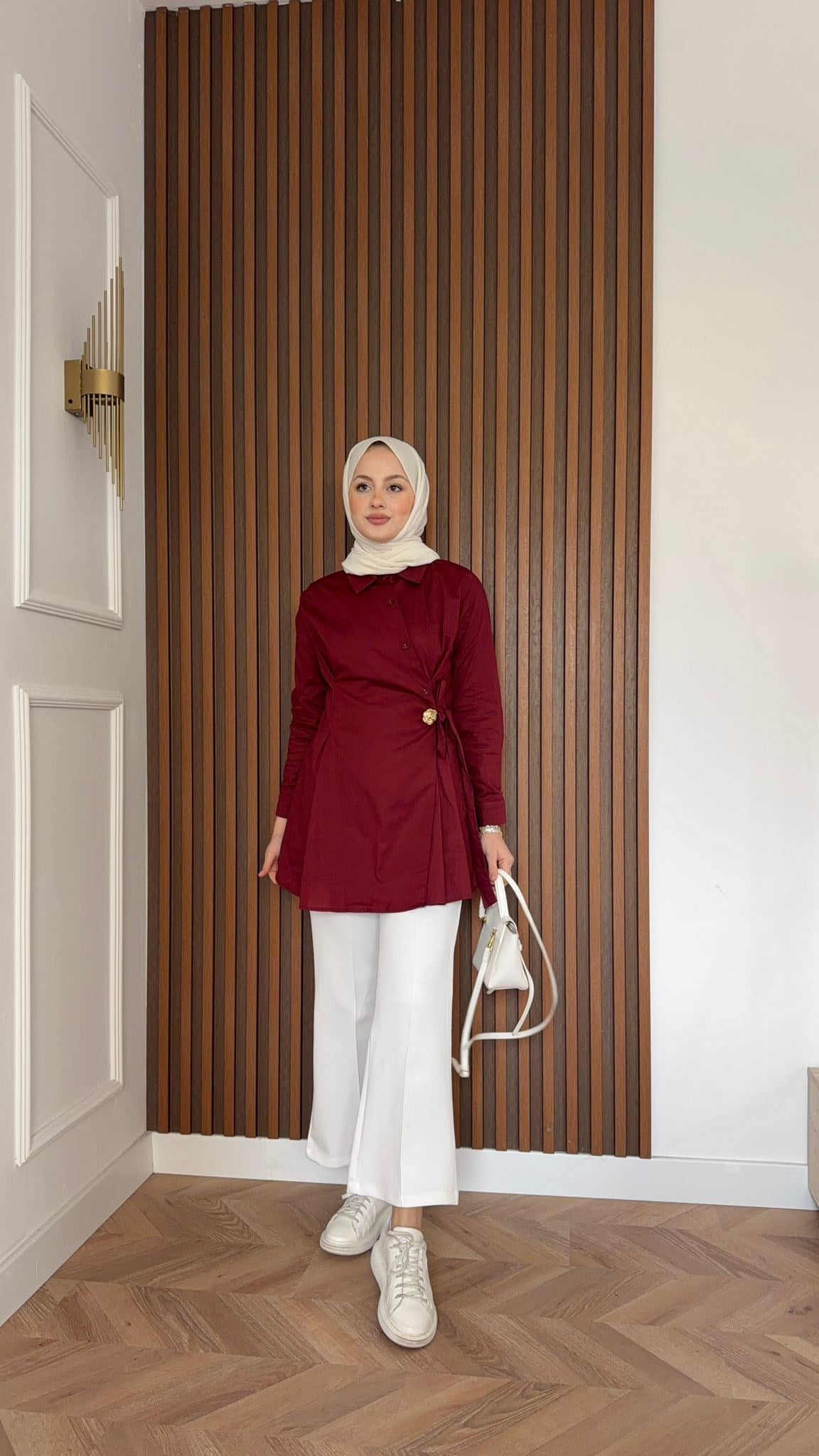 MEYSA SHIRTS Valnet Gold Düğmeli Gömlek Bordo