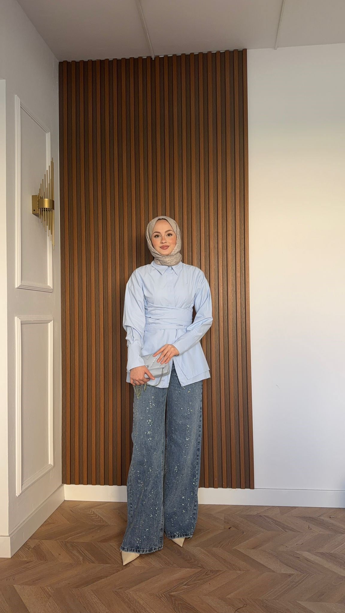 MEYSA SHIRTS Zoya Bel Korseli Poplin Gömlek Mavi