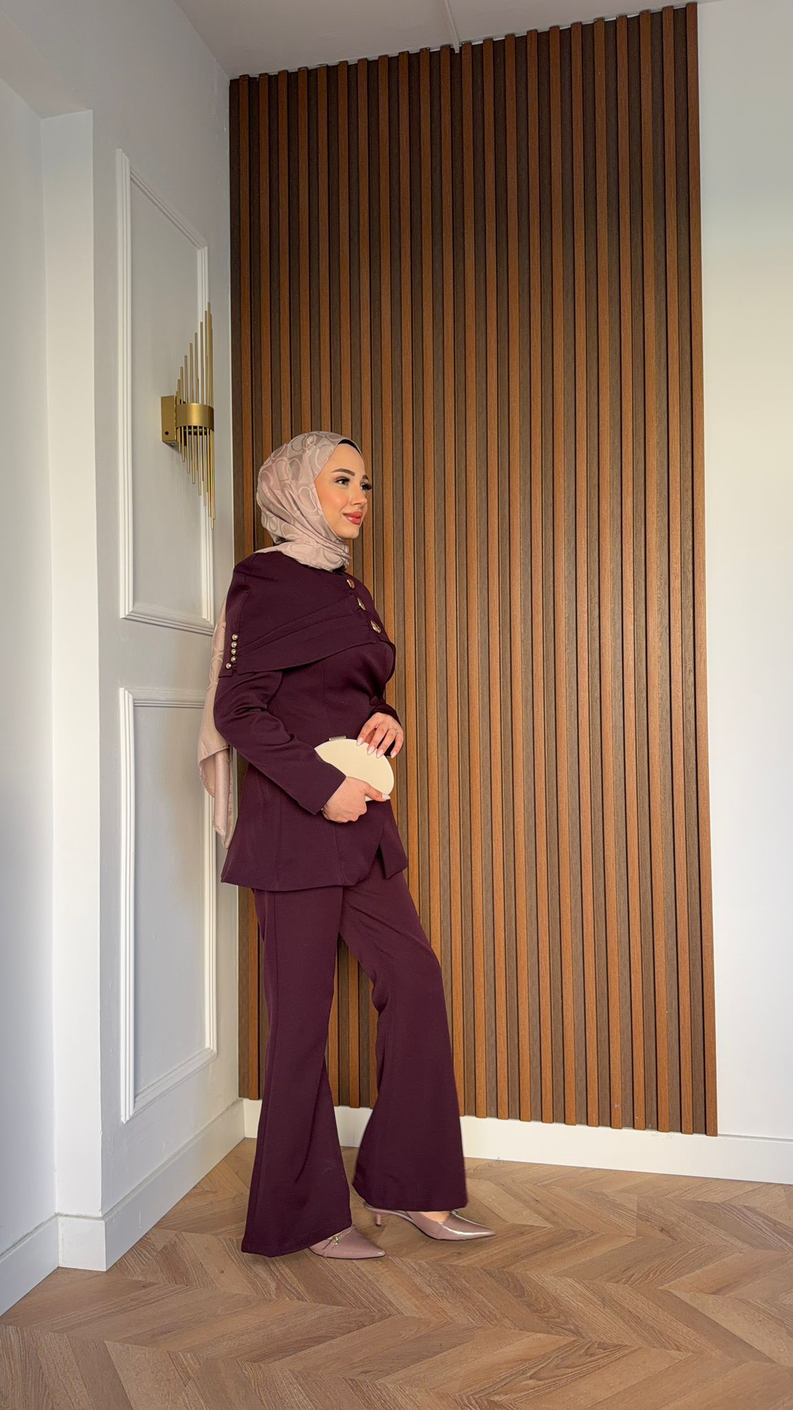 MEYSA TROUSER SETS Bolerolu Krep Pantolonlu Takım Burgonya