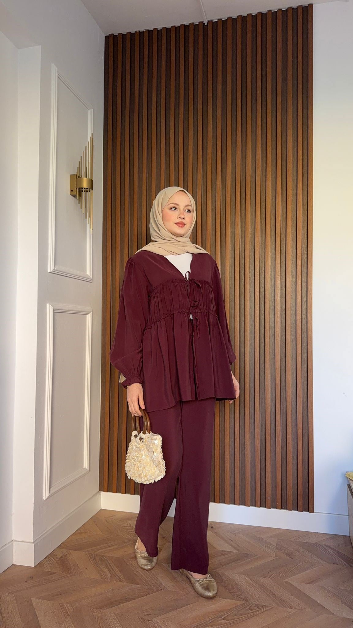 MEYSA PANTOLON TAKIM Garden Tensel İkili Takım Bordo