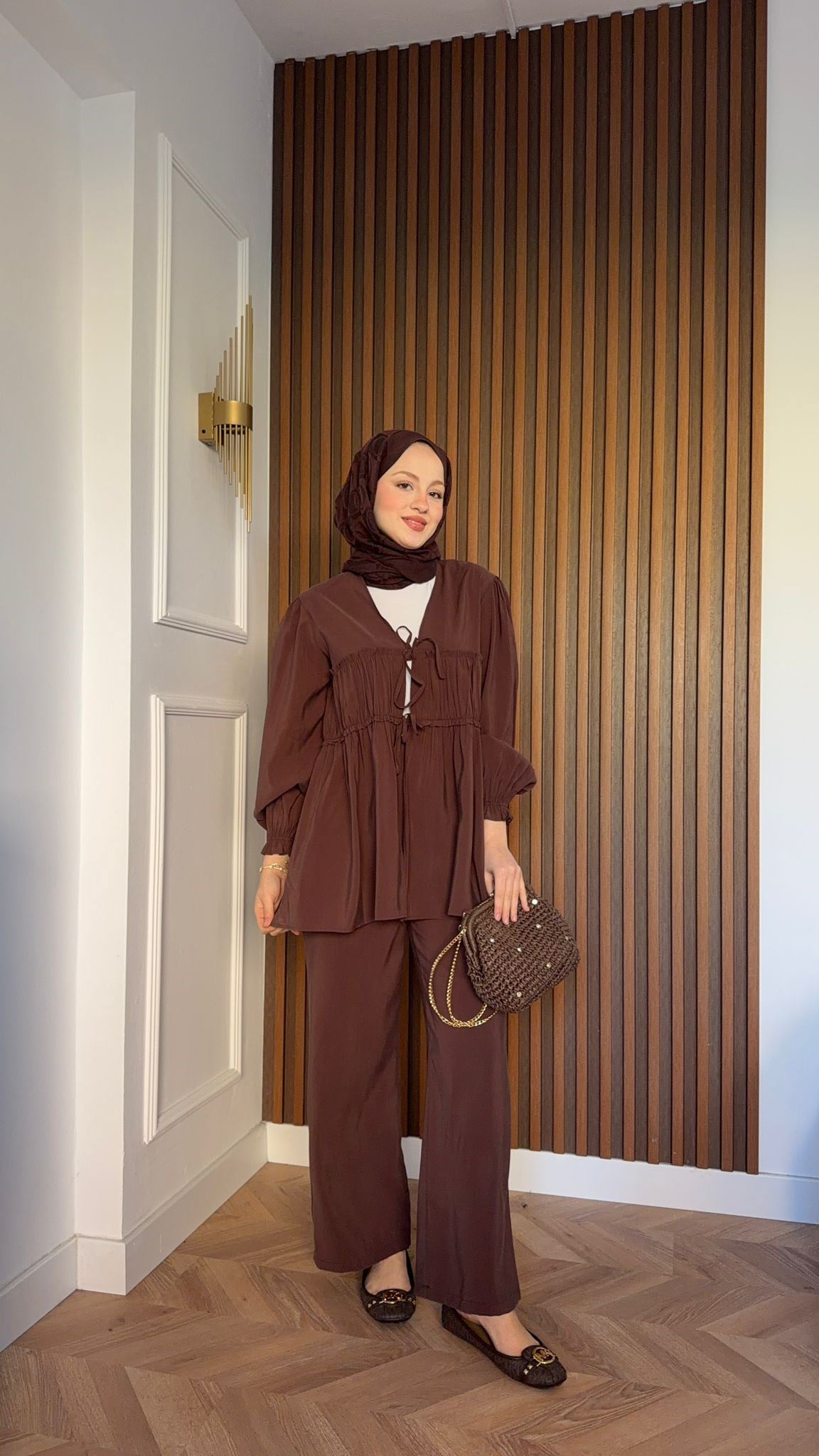 MEYSA TROUSER SETS Garden Tensel İkili Takım Acı Kahve